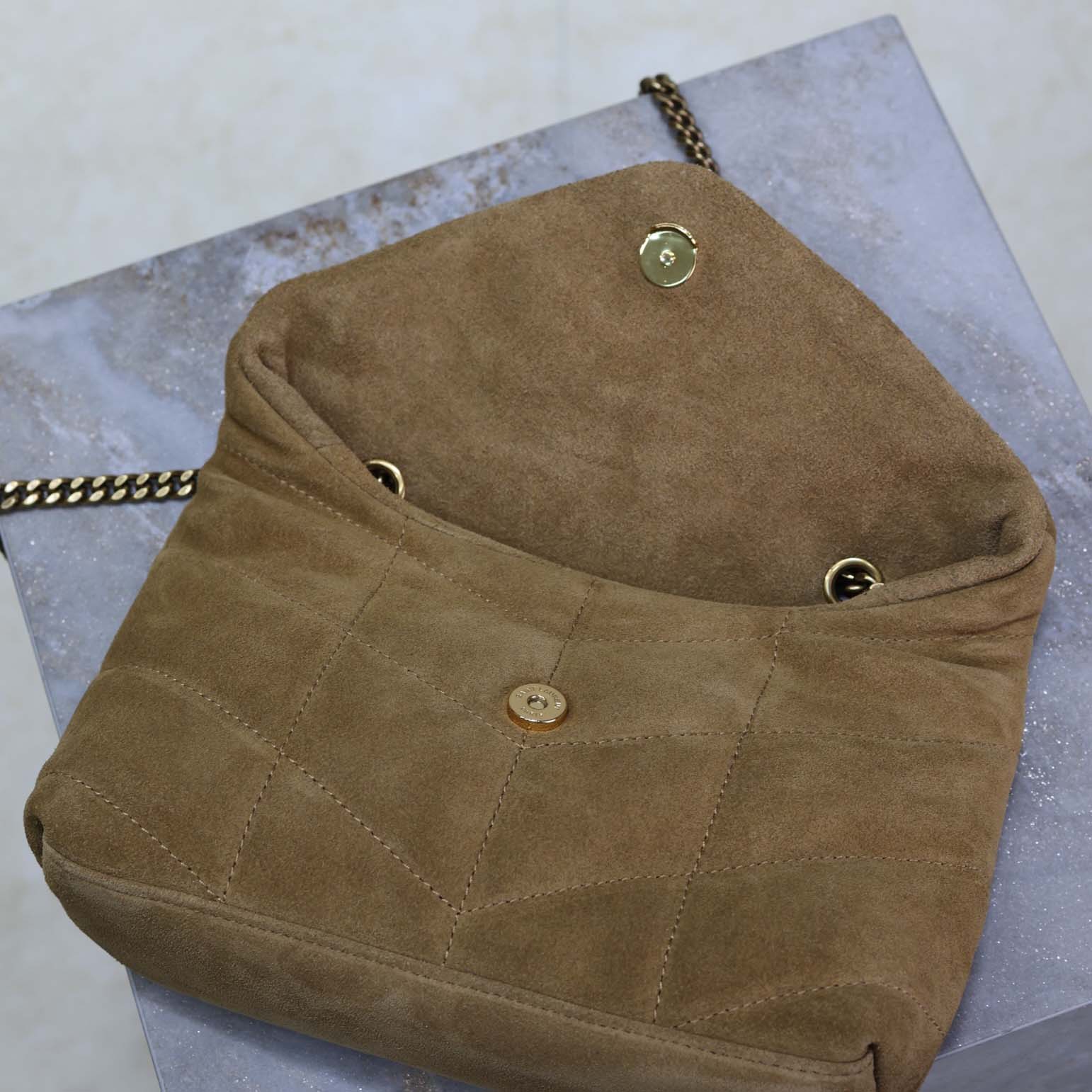 Saint Laurent Toy Puffer In Suede - DopestKickz