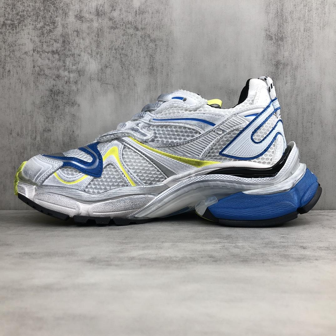 Balenciaga Runner 2.0 Sneaker In White, Yellow And Blue Mesh And Polyurethane - DopestKickz