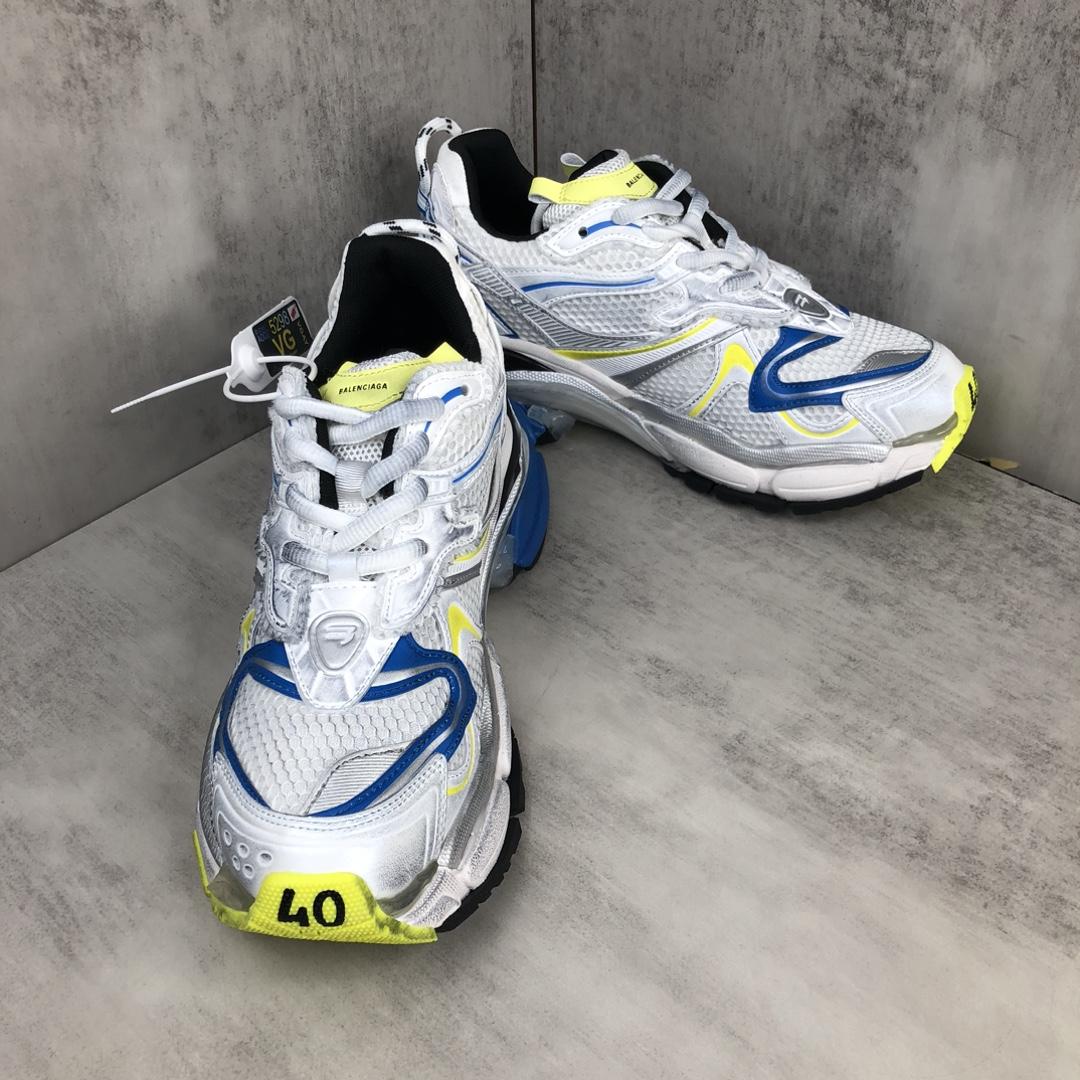 Balenciaga Runner 2.0 Sneaker In White, Yellow And Blue Mesh And Polyurethane - DopestKickz