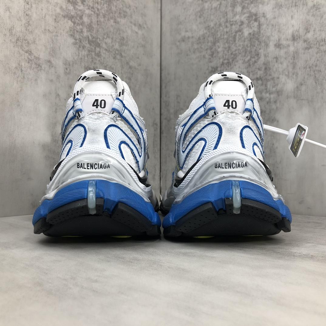 Balenciaga Runner 2.0 Sneaker In White, Yellow And Blue Mesh And Polyurethane - DopestKickz