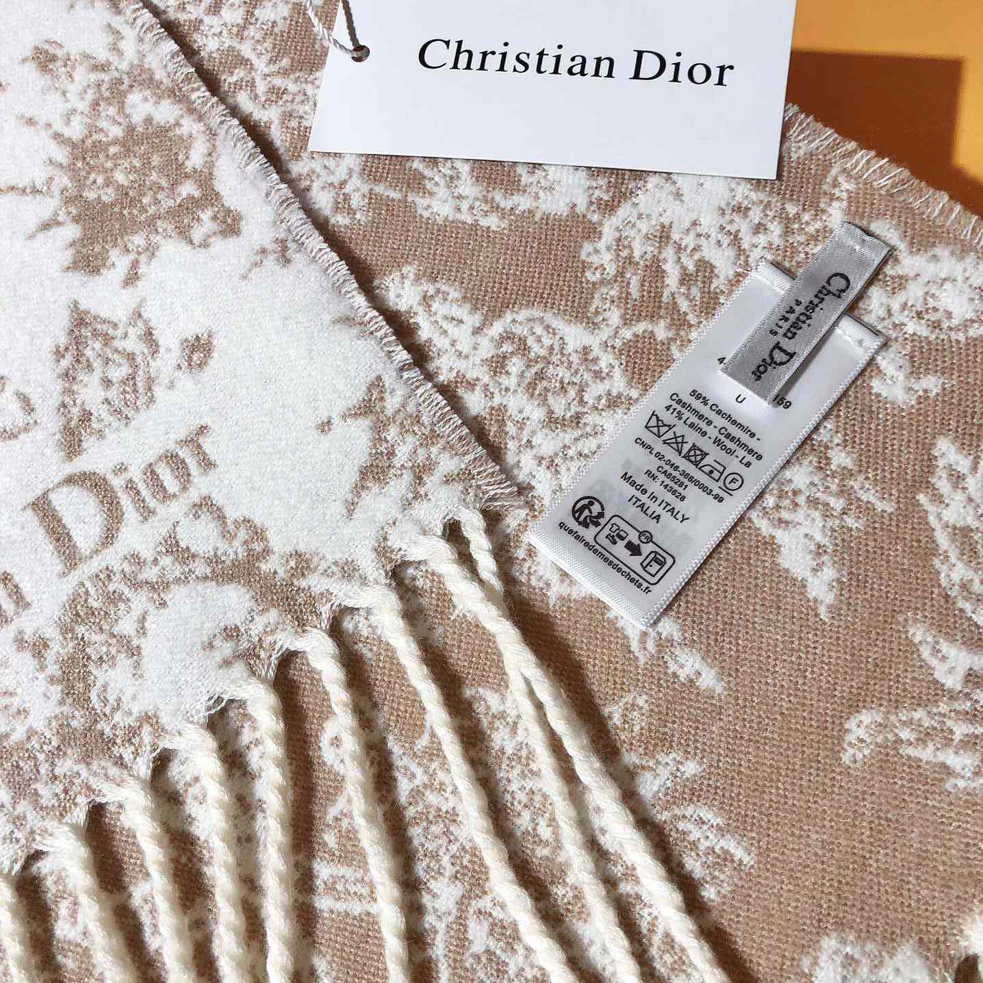 Dior Chardons Scarf Rose des Vents Cashmere And Wool - DopestKickz