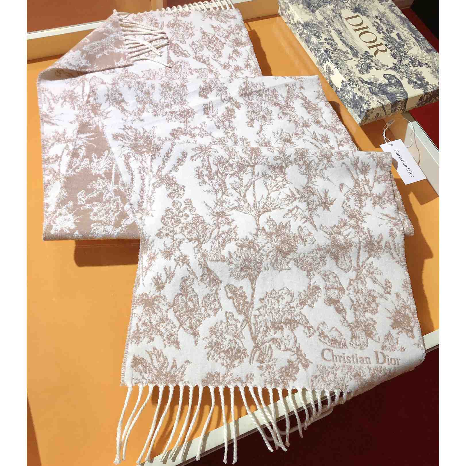 Dior Chardons Scarf Rose des Vents Cashmere And Wool - DopestKickz