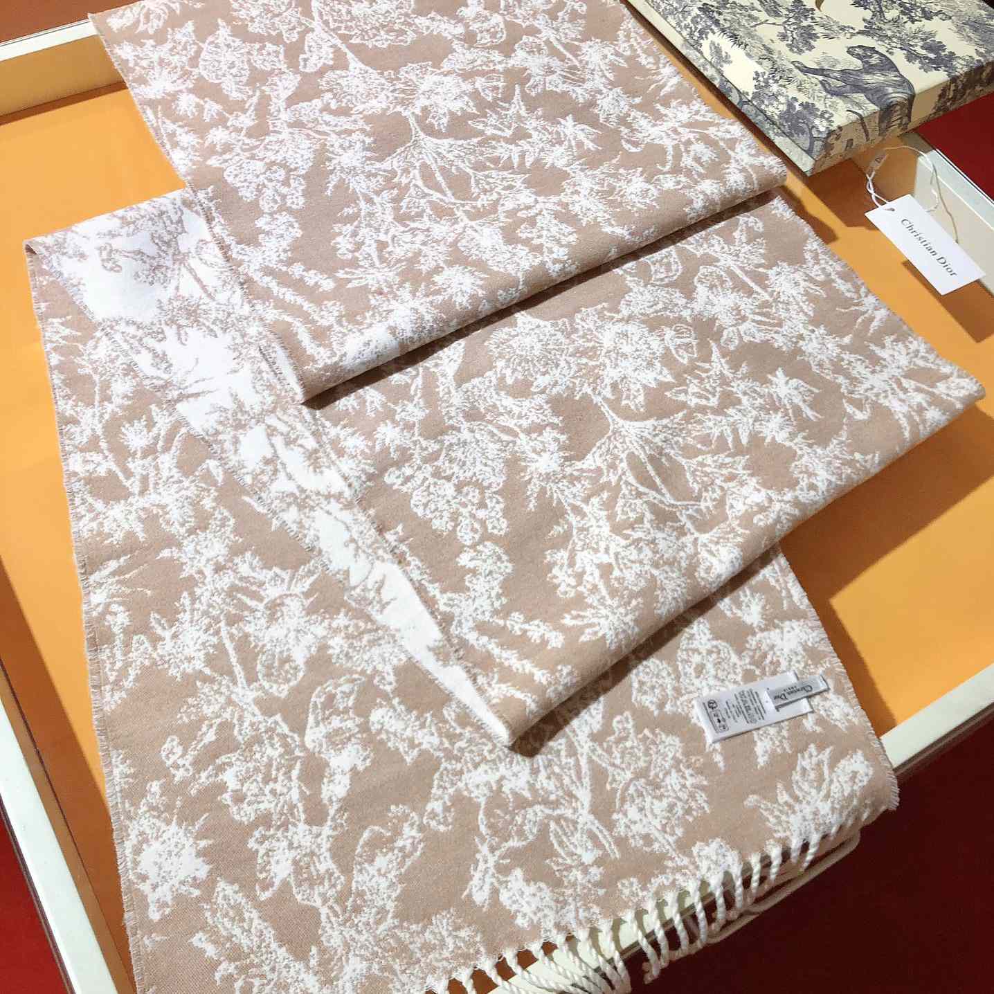 Dior Chardons Scarf Rose des Vents Cashmere And Wool - DopestKickz