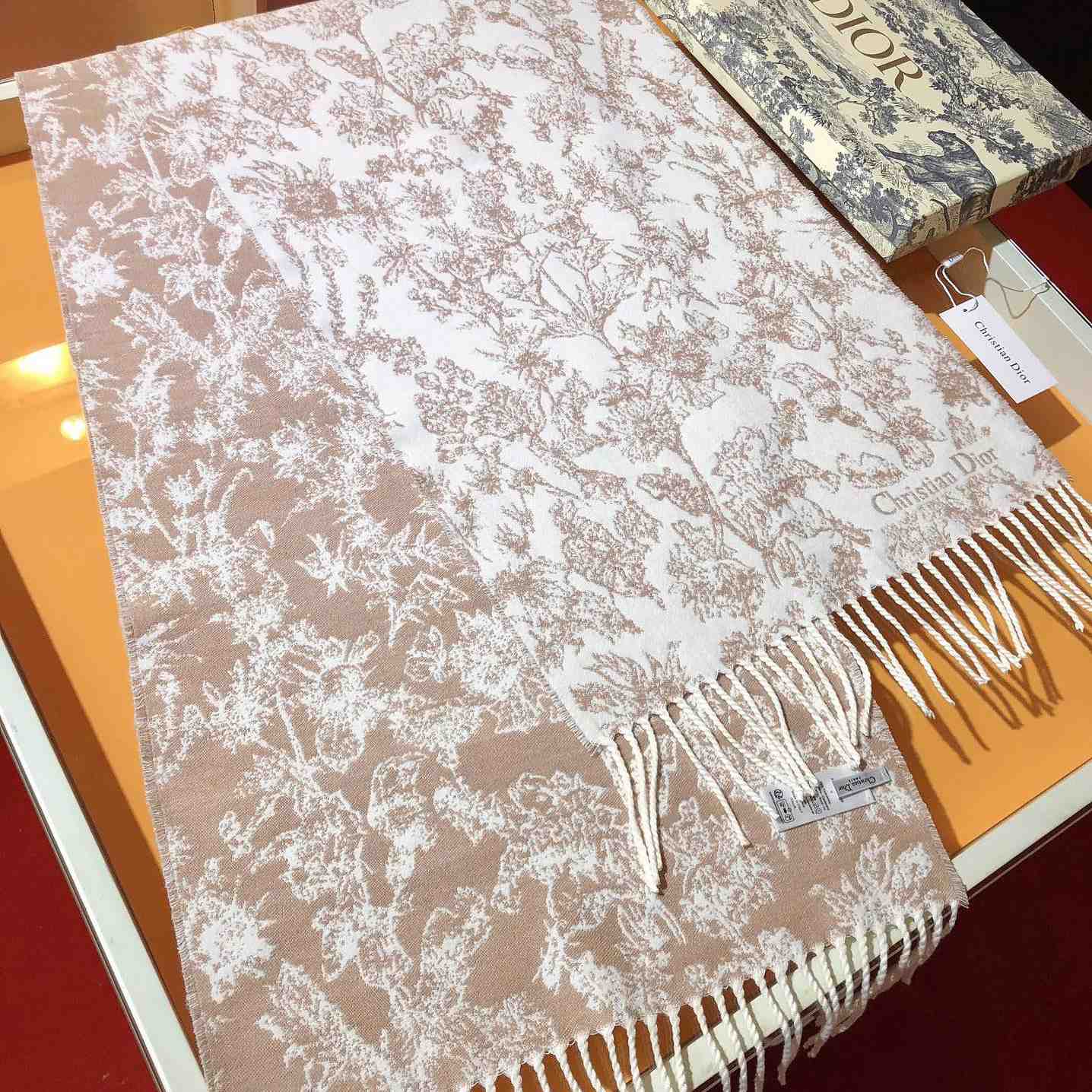 Dior Chardons Scarf Rose des Vents Cashmere And Wool - DopestKickz