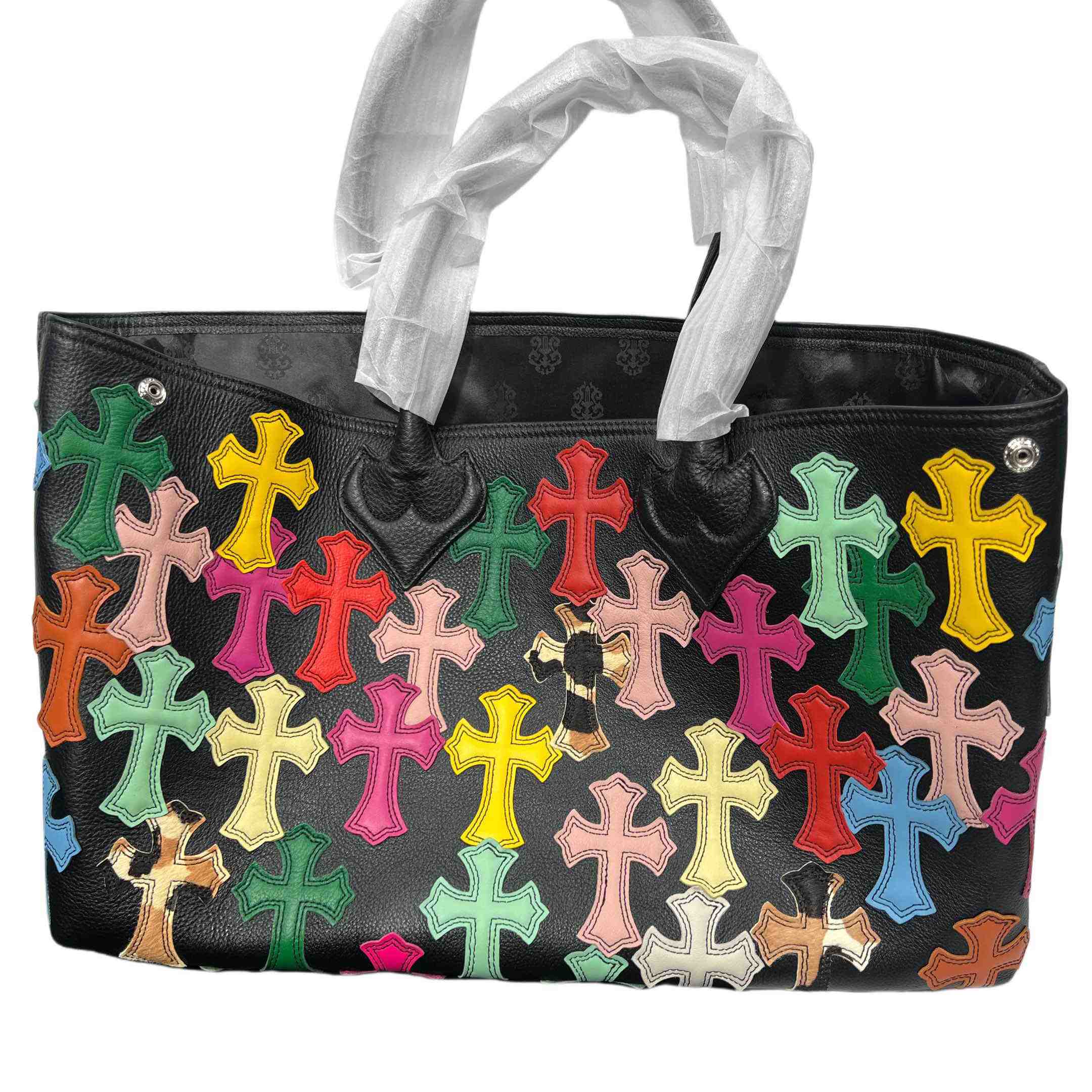 Chrome Hearts All-Over Cross Patch Leather Tote Bag  （47-29-12cm） - DopestKickz