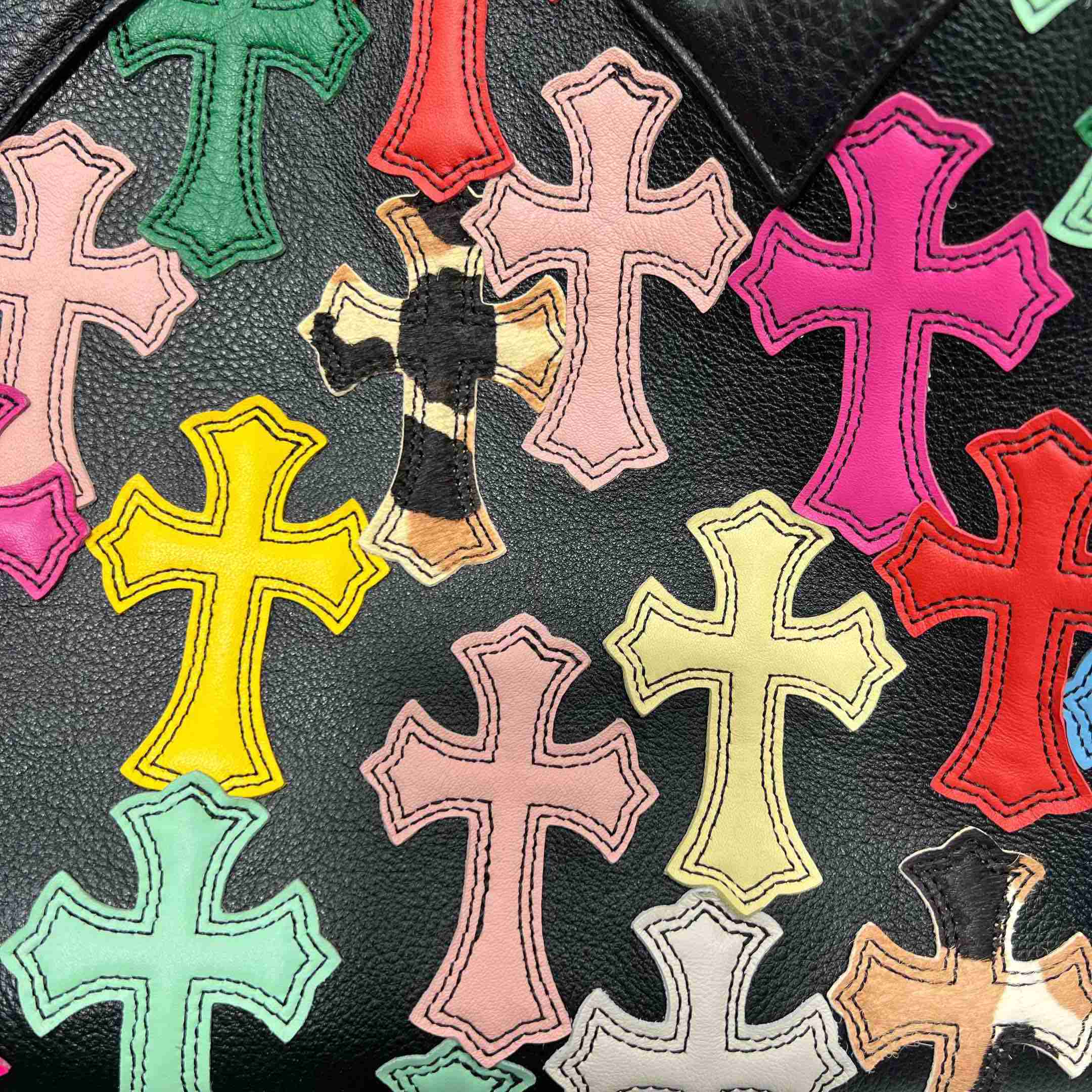 Chrome Hearts All-Over Cross Patch Leather Tote Bag  （47-29-12cm） - DopestKickz