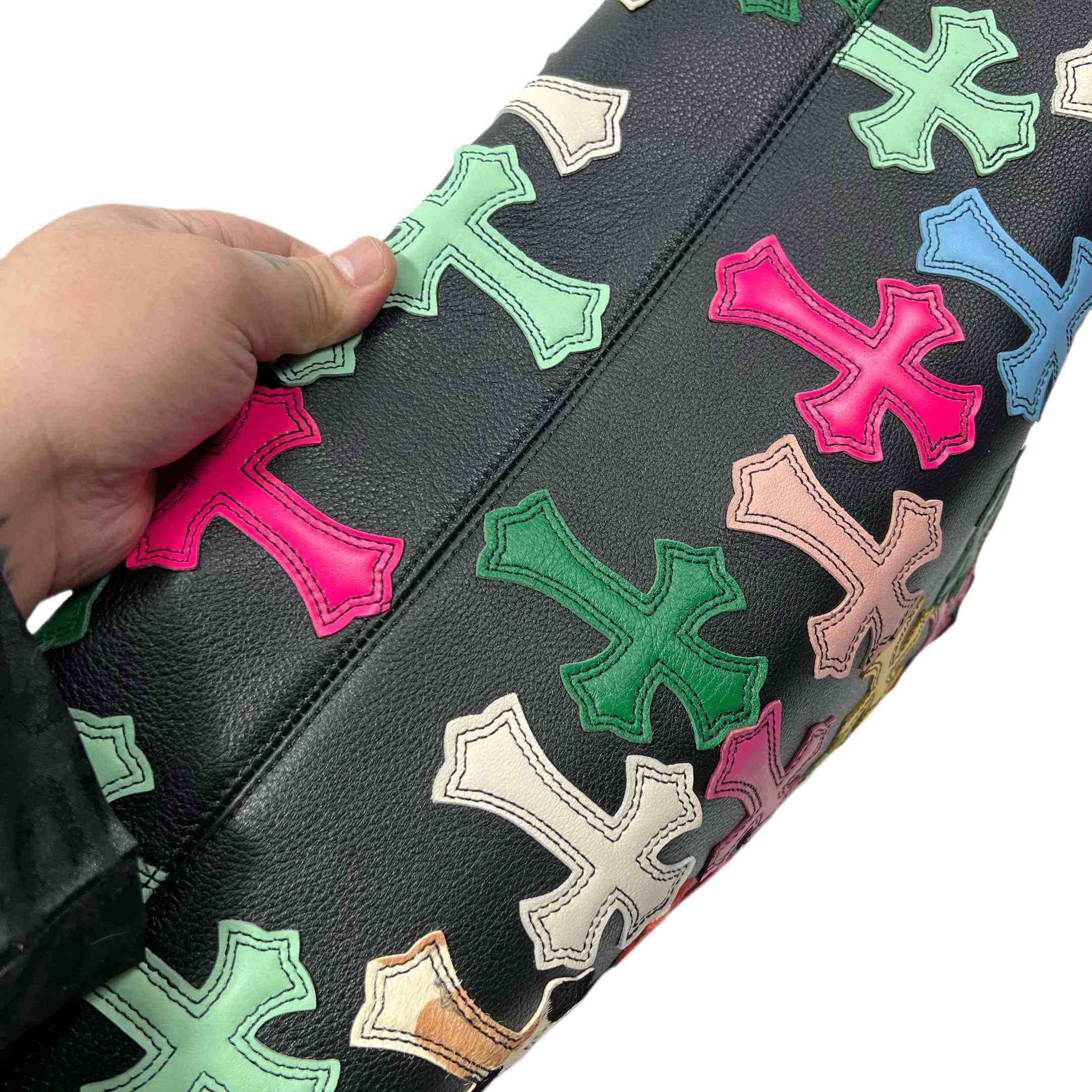 Chrome Hearts All-Over Cross Patch Leather Tote Bag  （47-29-12cm） - DopestKickz