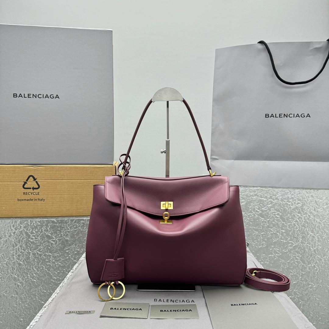 Balenciaga Rodeo Medium Handbag In Burgundy - DopestKickz