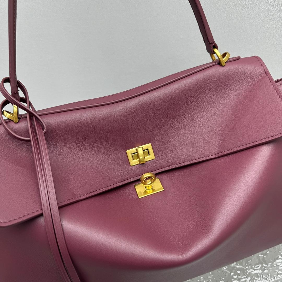 Balenciaga Rodeo Medium Handbag In Burgundy - DopestKickz