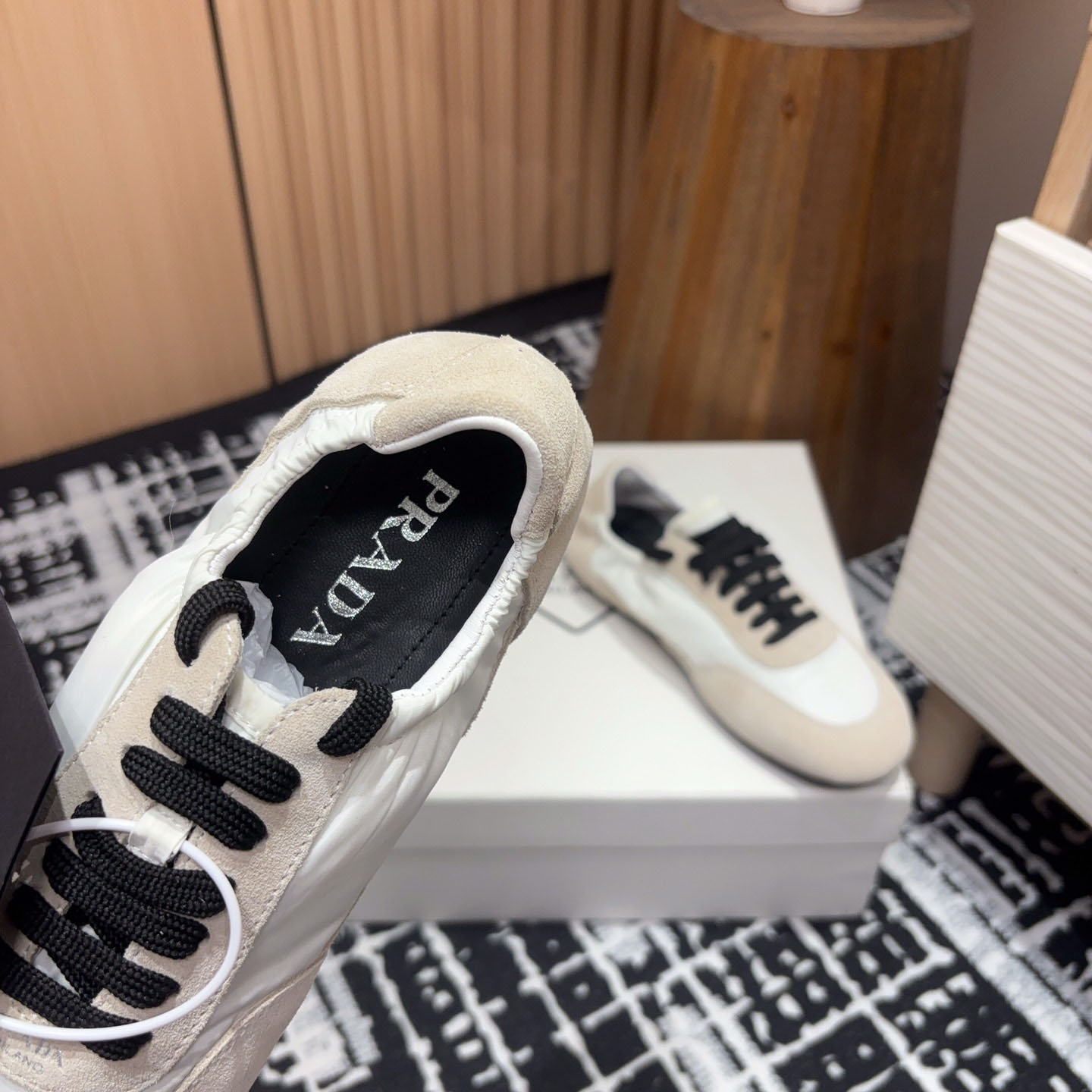 Prada Collapse Re-Nylon And Suede Sneakers - DopestKickz