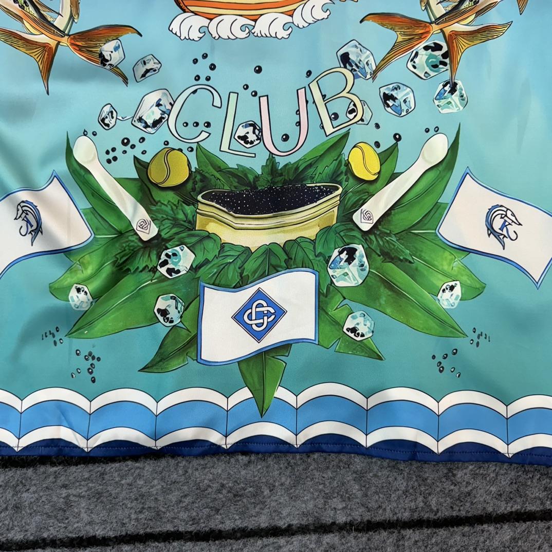 Casablanca x Caviar Kaspia Caviar Club Cuban Collar Silk Shirts - DopestKickz