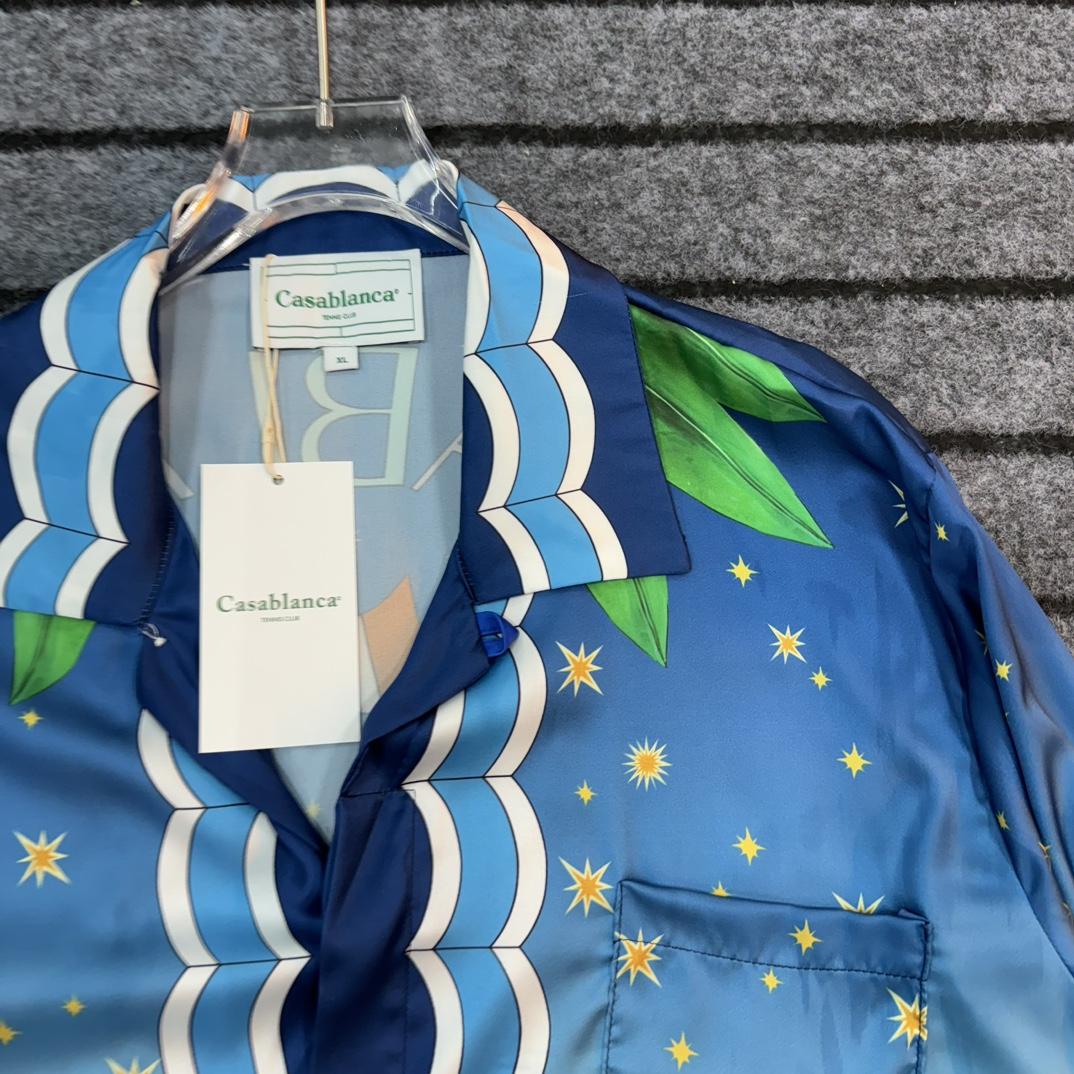 Casablanca x Caviar Kaspia Caviar Club Cuban Collar Silk Shirts - DopestKickz