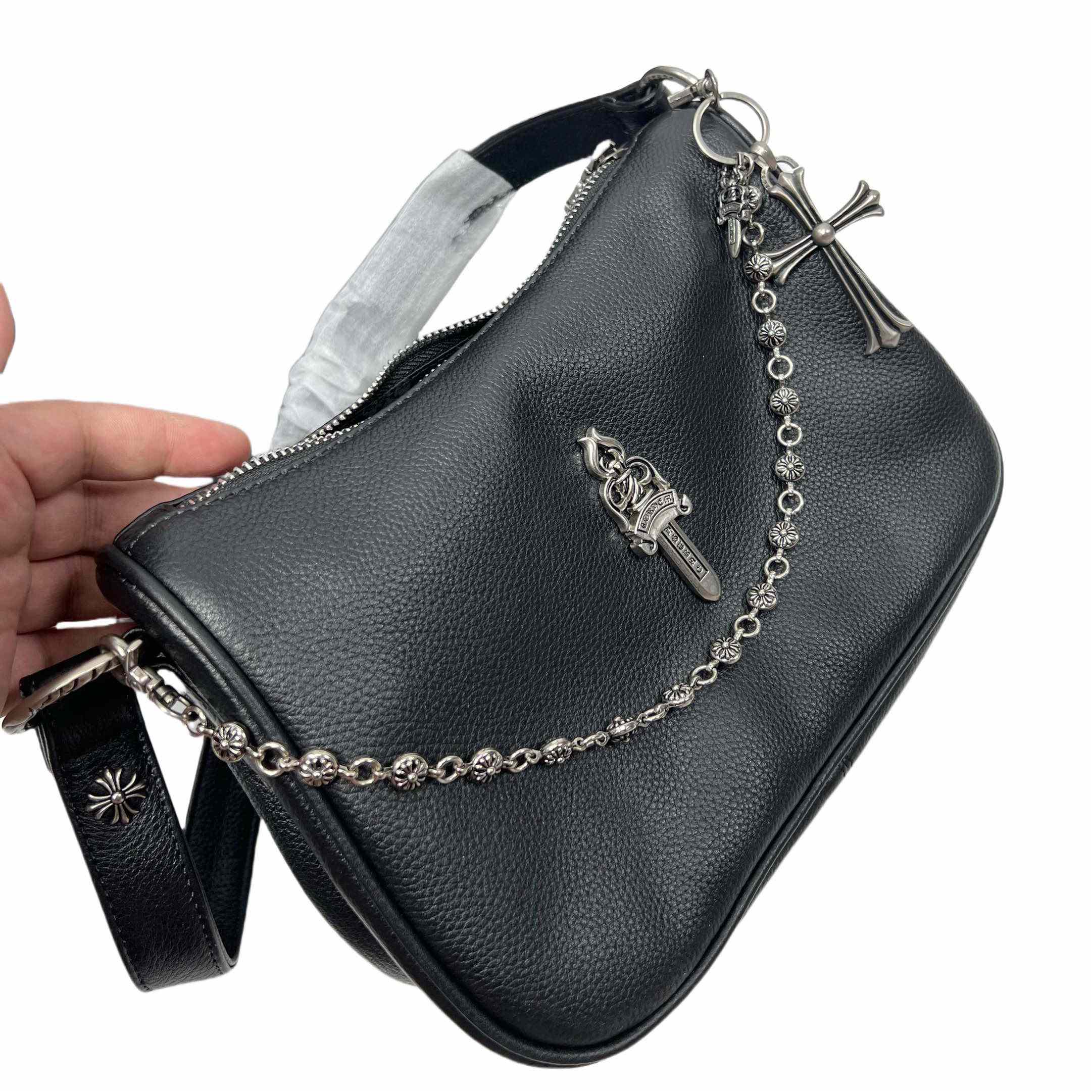 Chrome Heart Black Nugget Bag   25-16-9cm - DopestKickz