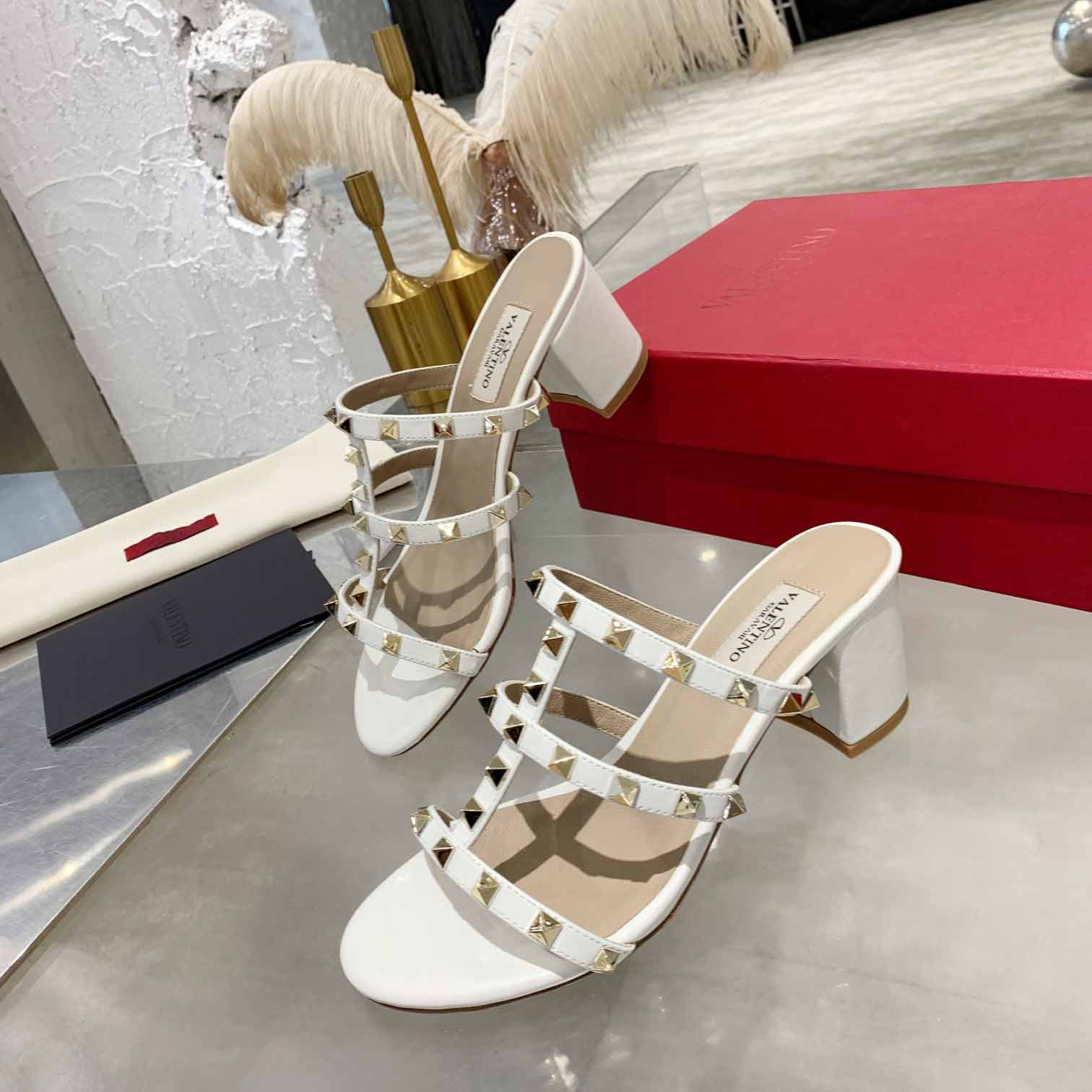 Valenti Rockstud Calfskin Leather Slide Sandal  - DopestKickz