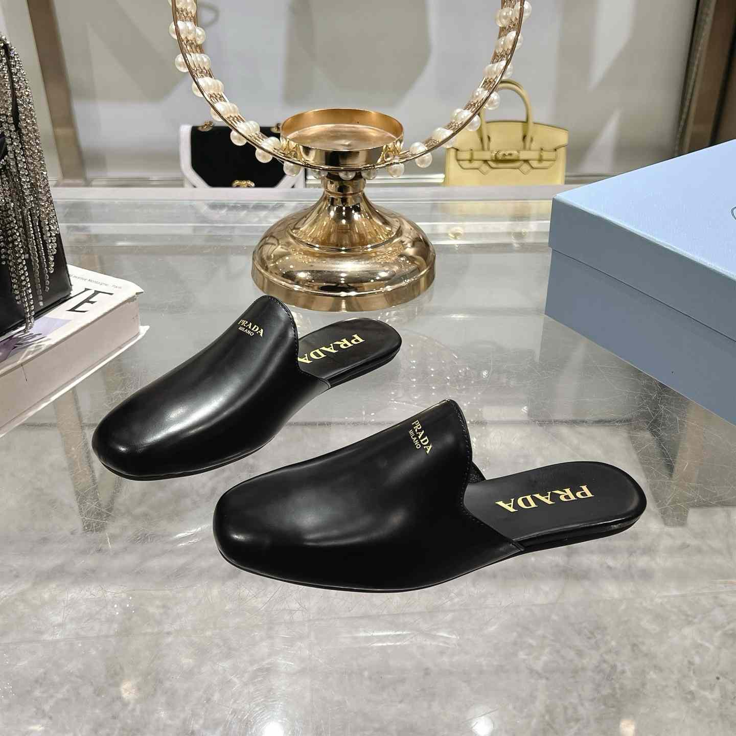 Prada Brushed Leather Slippers - DopestKickz