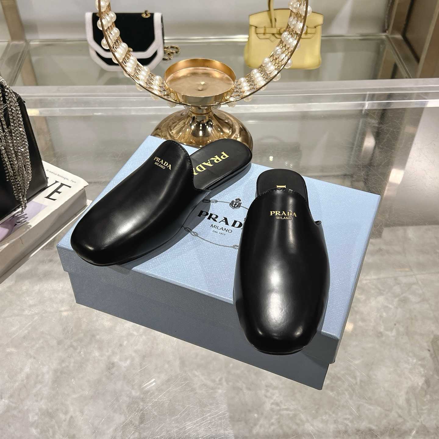 Prada Brushed Leather Slippers - DopestKickz