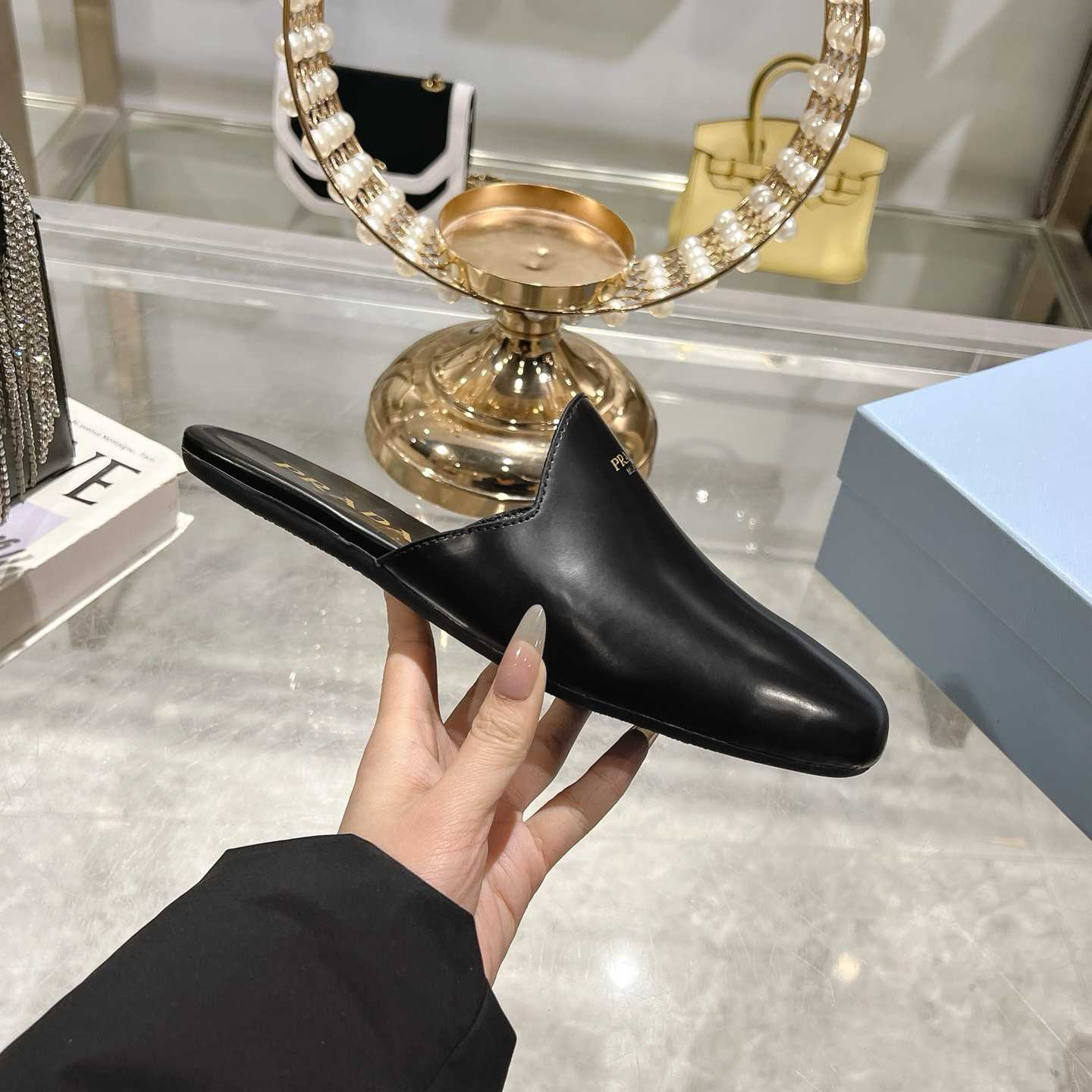 Prada Brushed Leather Slippers - DopestKickz