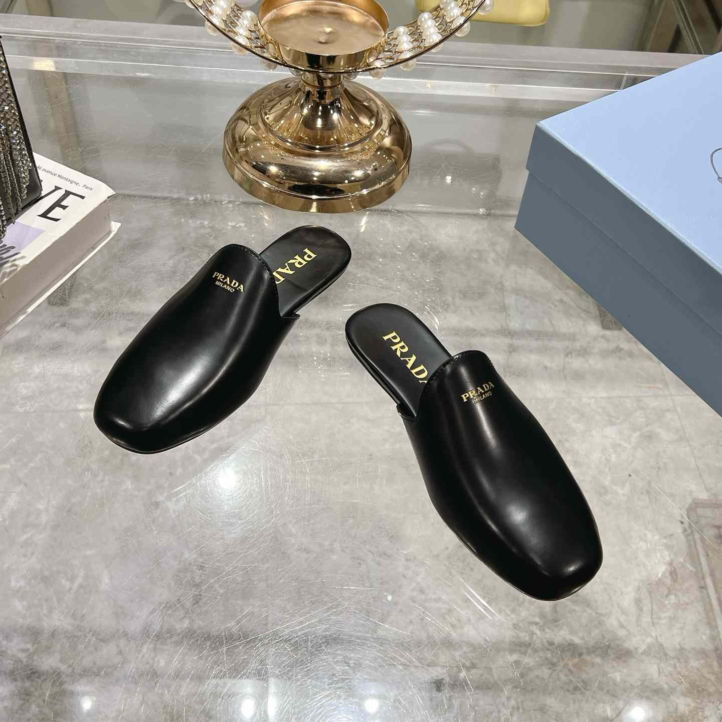 Prada Brushed Leather Slippers - DopestKickz