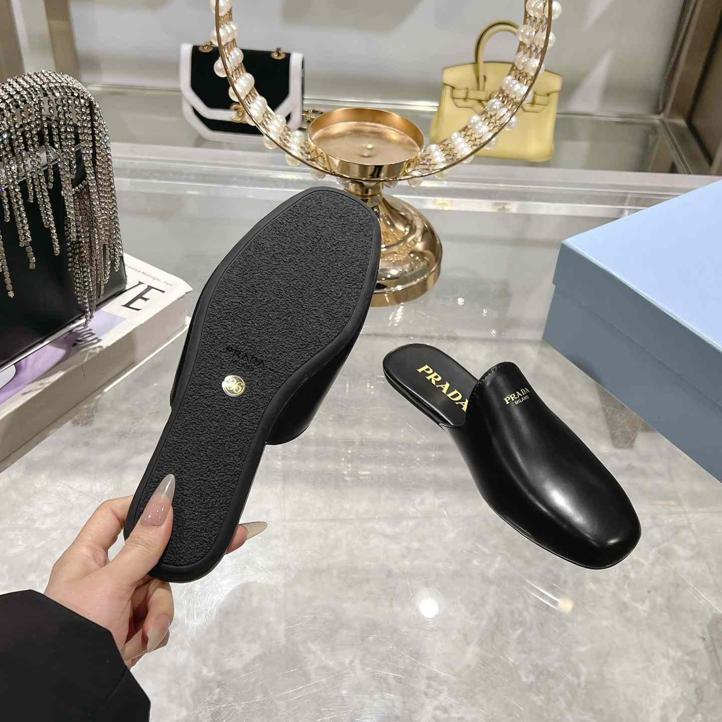 Prada Brushed Leather Slippers - DopestKickz