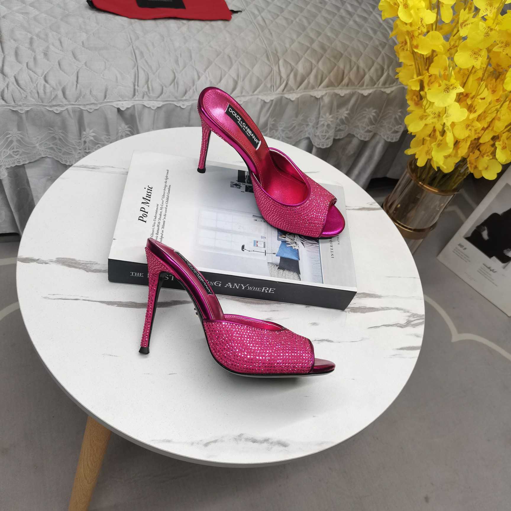 Dolce & Gabbana Rhinestone-embellished Satin Sandals - DopestKickz