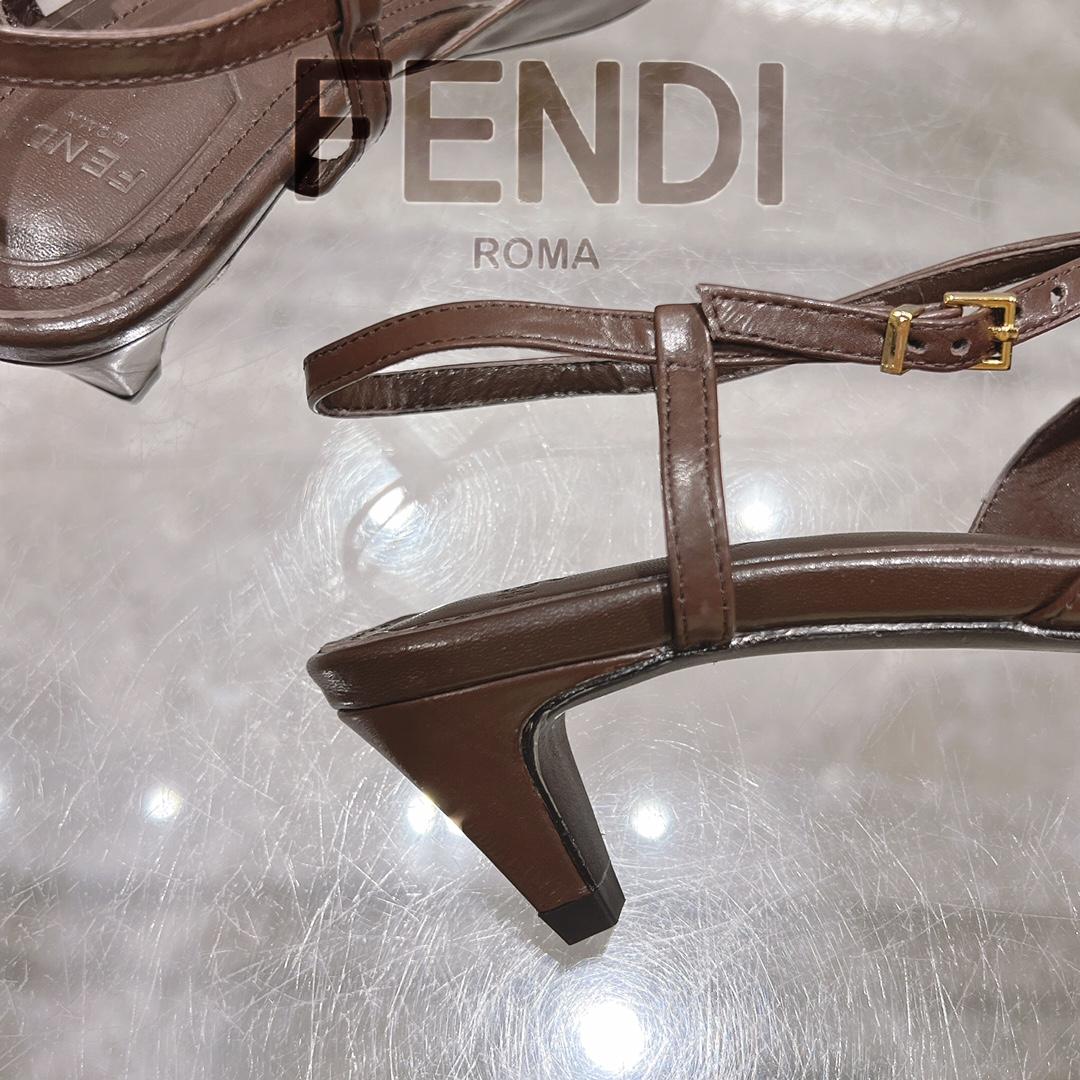 Fendi FFold Brown Eel Leather Low-heeled Slingbacks - DopestKickz
