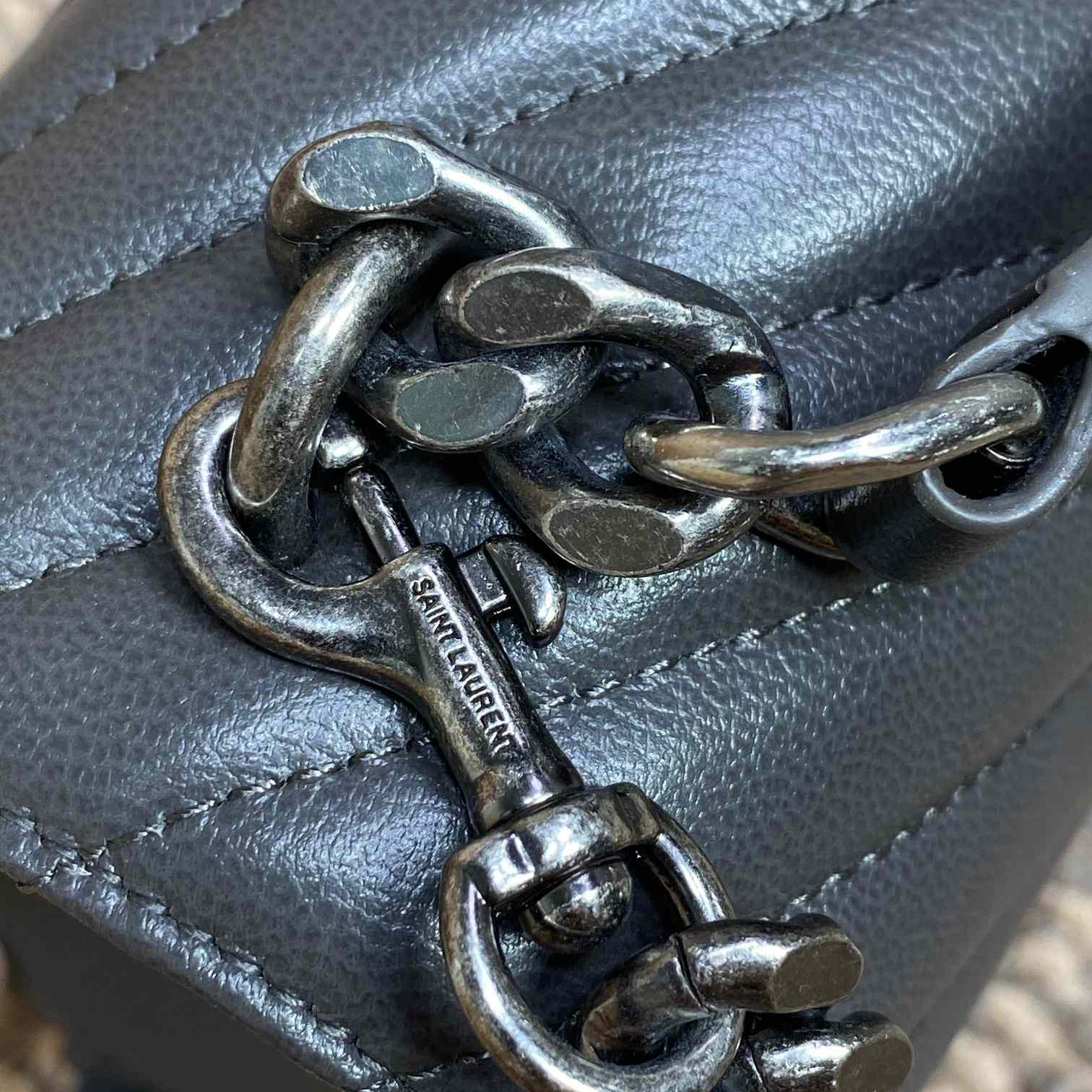 Saint Laurent Gray Matelassé Sheepskin Large College Bag  32cm - DopestKickz