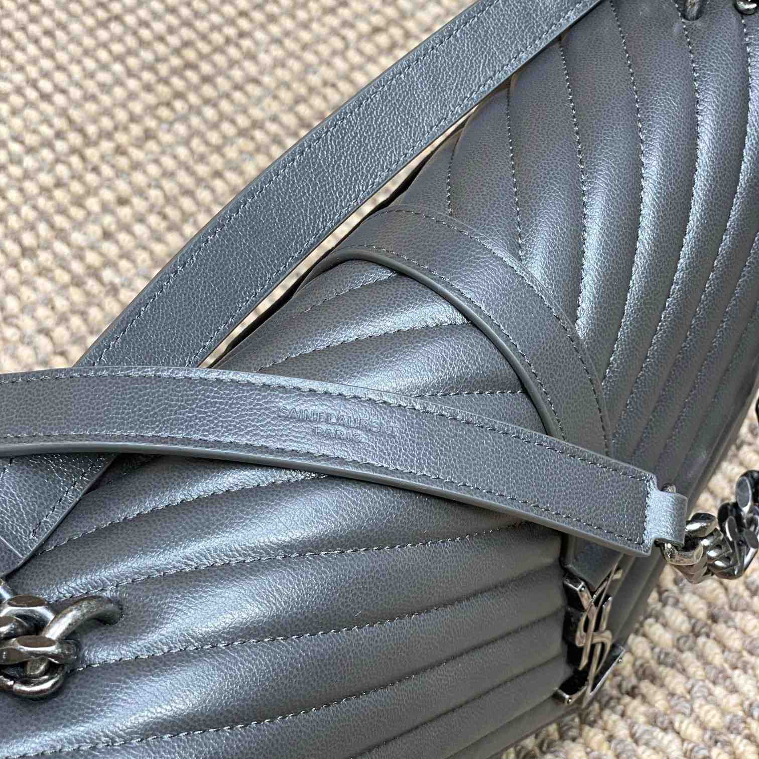 Saint Laurent Gray Matelassé Sheepskin Large College Bag  32cm - DopestKickz