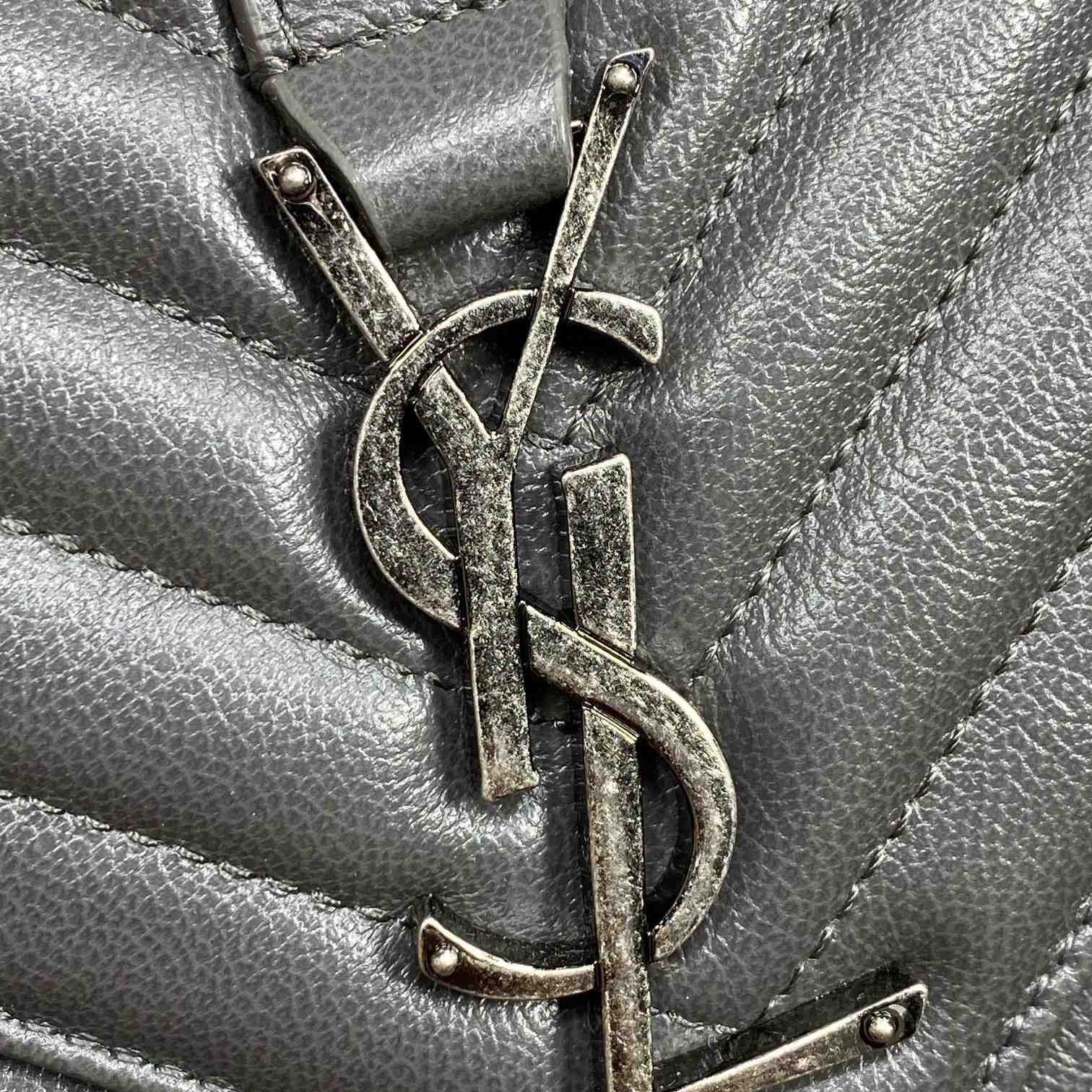 Saint Laurent Gray Matelassé Sheepskin Large College Bag  32cm - DopestKickz