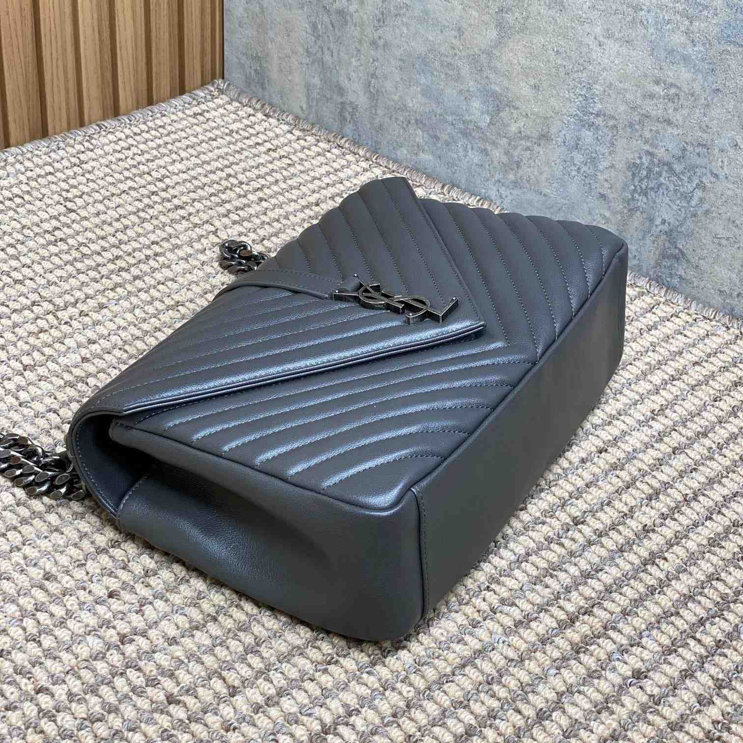 Saint Laurent Gray Matelassé Sheepskin Large College Bag  32cm - DopestKickz