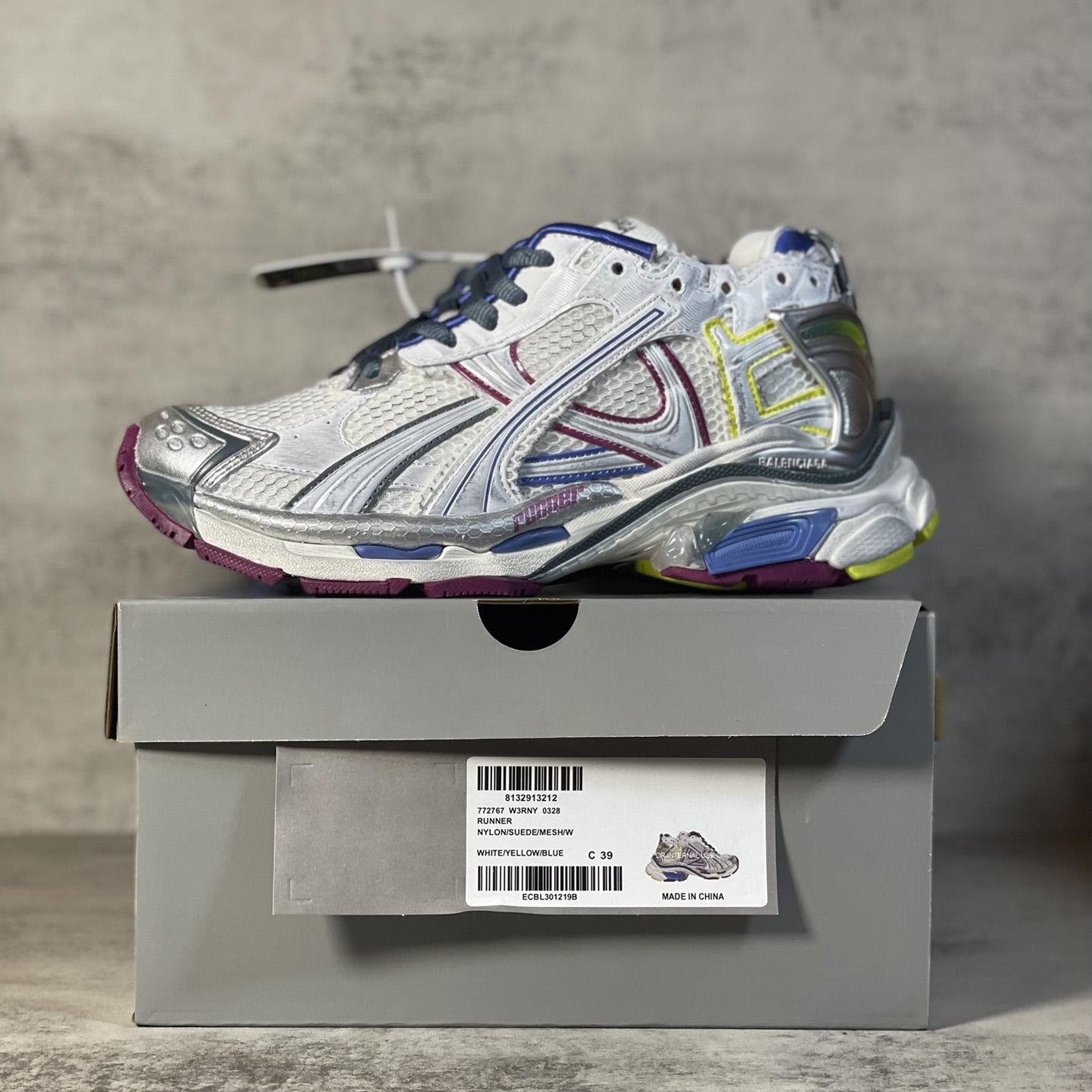 Balenciaga Runner Sneaker In Taupe And Blue Polyurethane And Polyester - DopestKickz