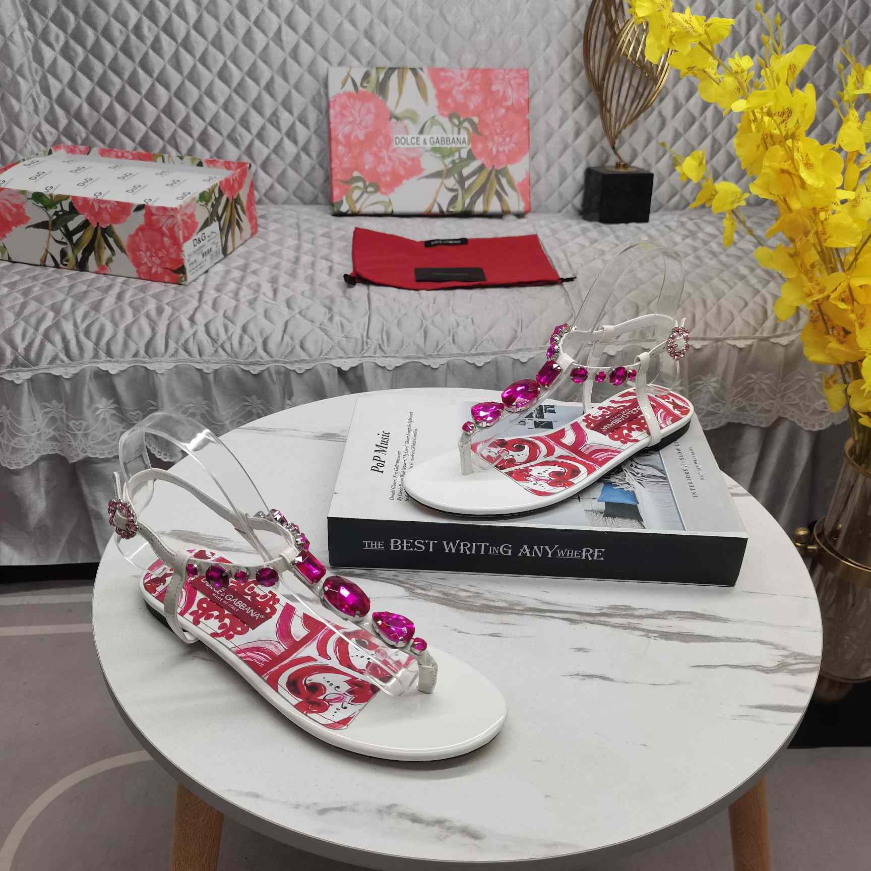 Dolce & Gabbana Patent Leather Thong Sandals - DopestKickz