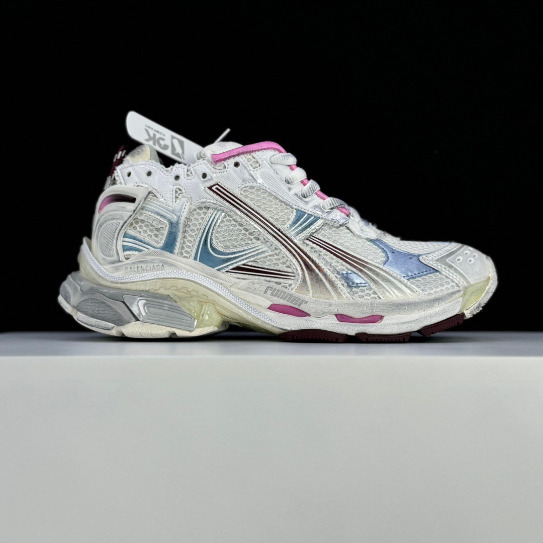 Balenciaga Runner Gradient Sneaker In White, Brown, Blue, Pink And Grey Mesh - DopestKickz