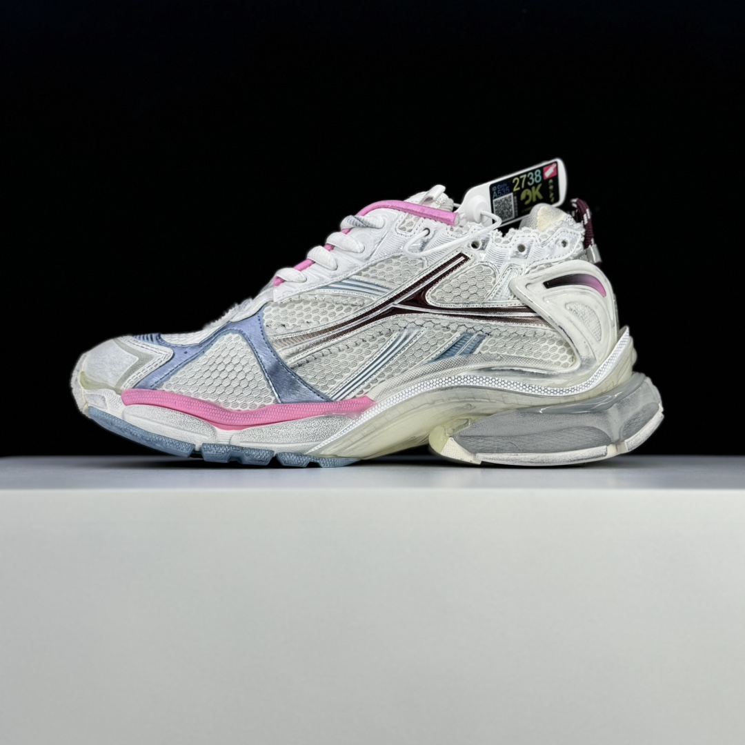 Balenciaga Runner Gradient Sneaker In White, Brown, Blue, Pink And Grey Mesh - DopestKickz