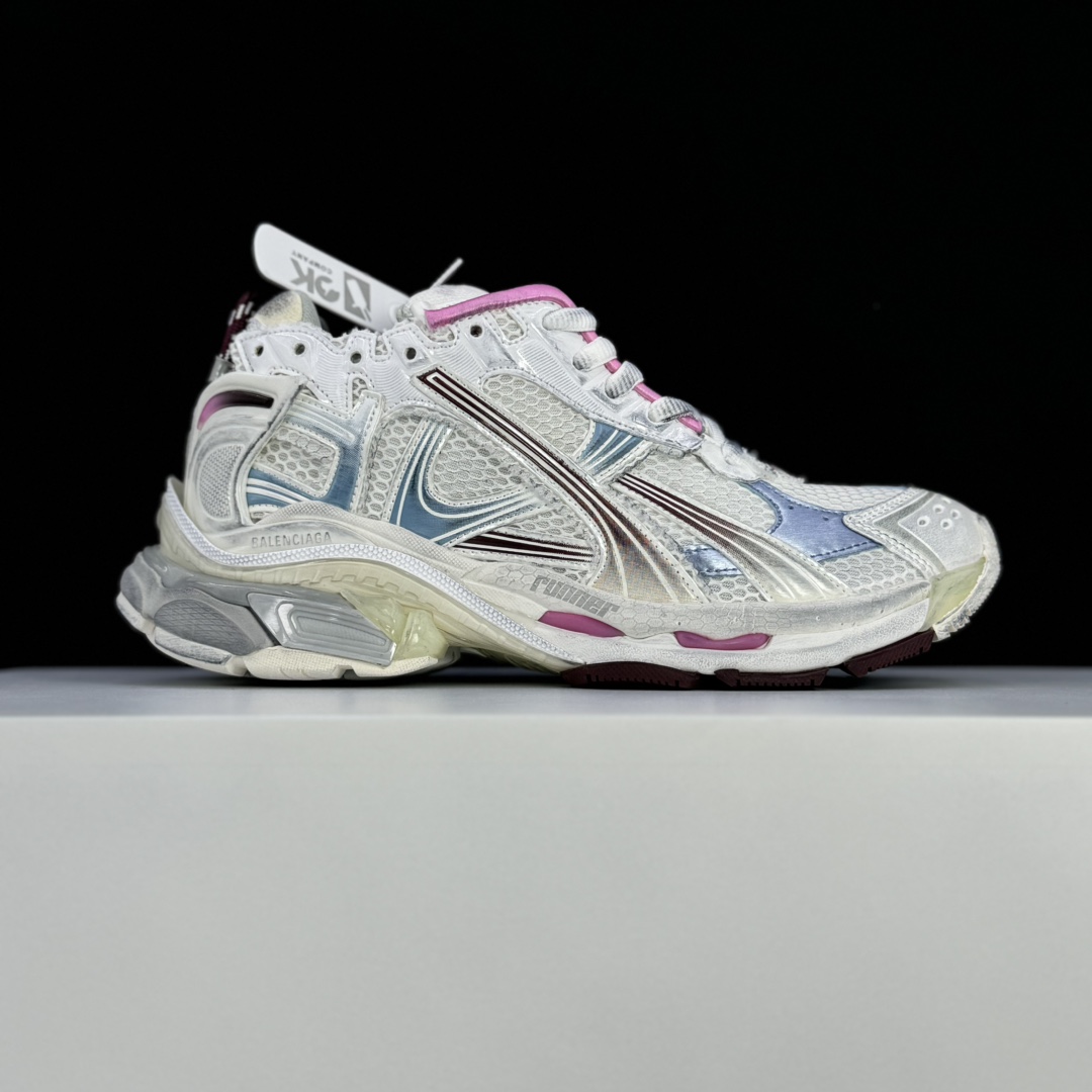 Balenciaga Runner Gradient Sneaker In White, Brown, Blue, Pink And Grey Mesh - DopestKickz