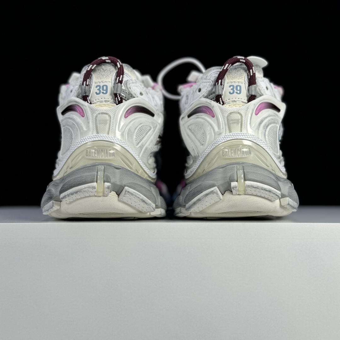 Balenciaga Runner Gradient Sneaker In White, Brown, Blue, Pink And Grey Mesh - DopestKickz