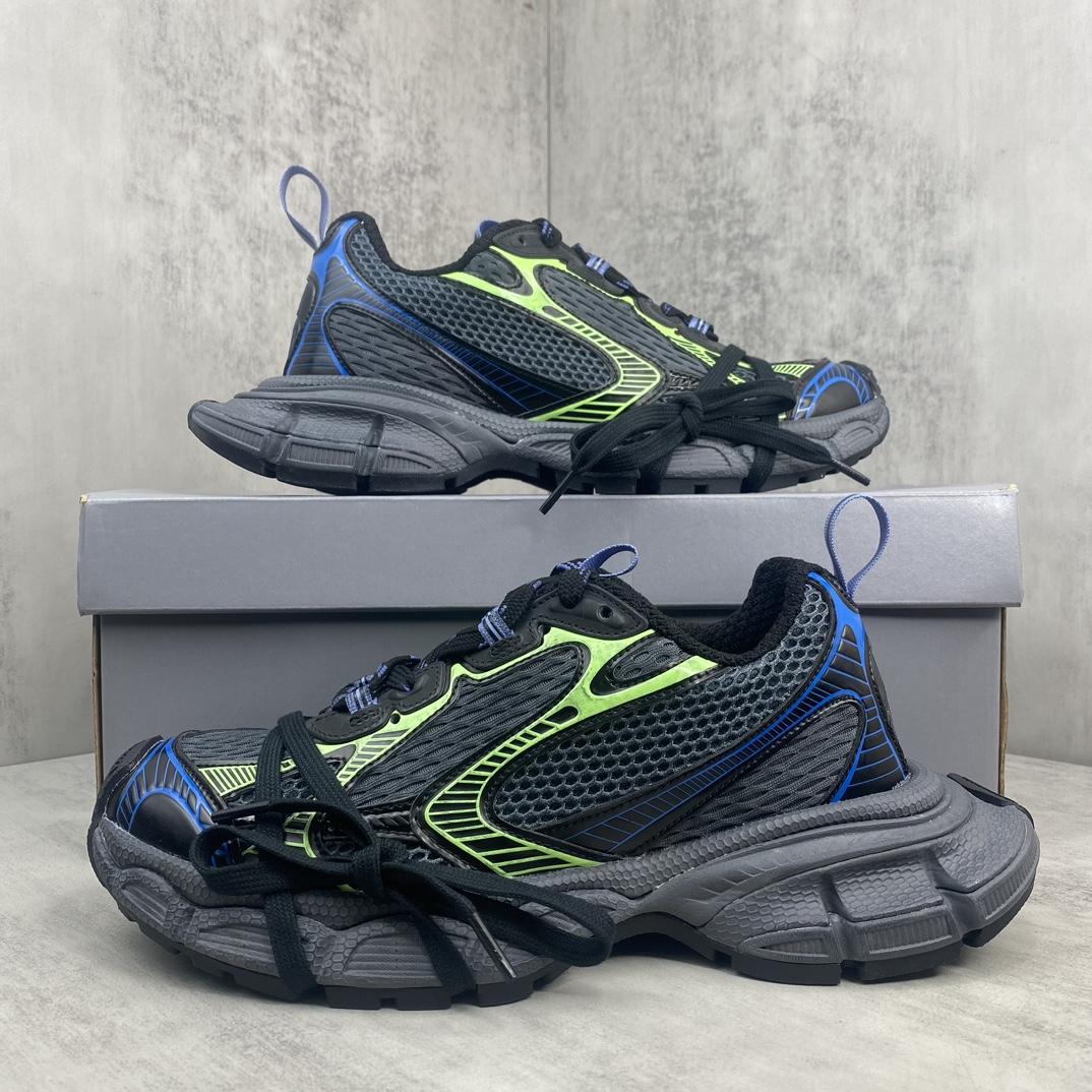 Balenciaga 3XL Sneaker In Dark Grey, Black, Blue And Green Mesh - DopestKickz