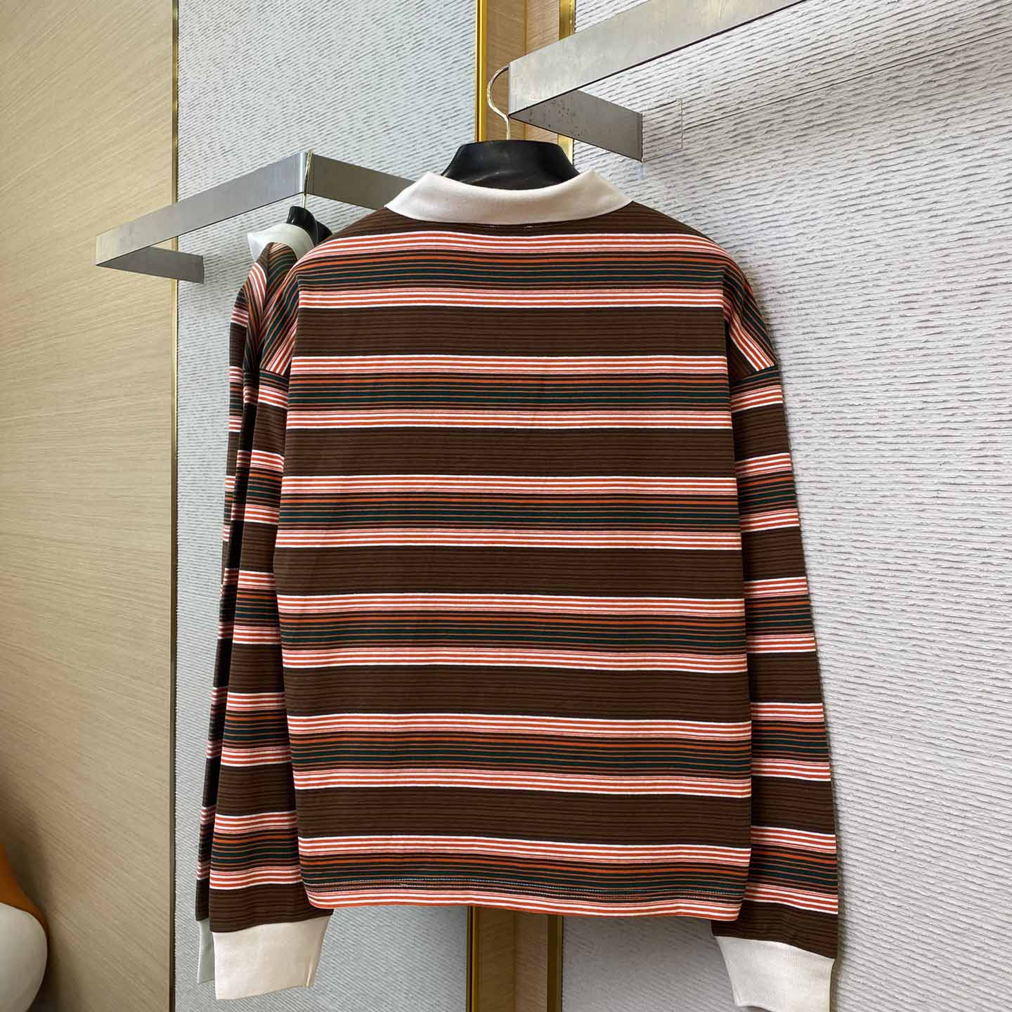Celine Triomphe Cropped Polo Shirt In Striped Cotton - DopestKickz