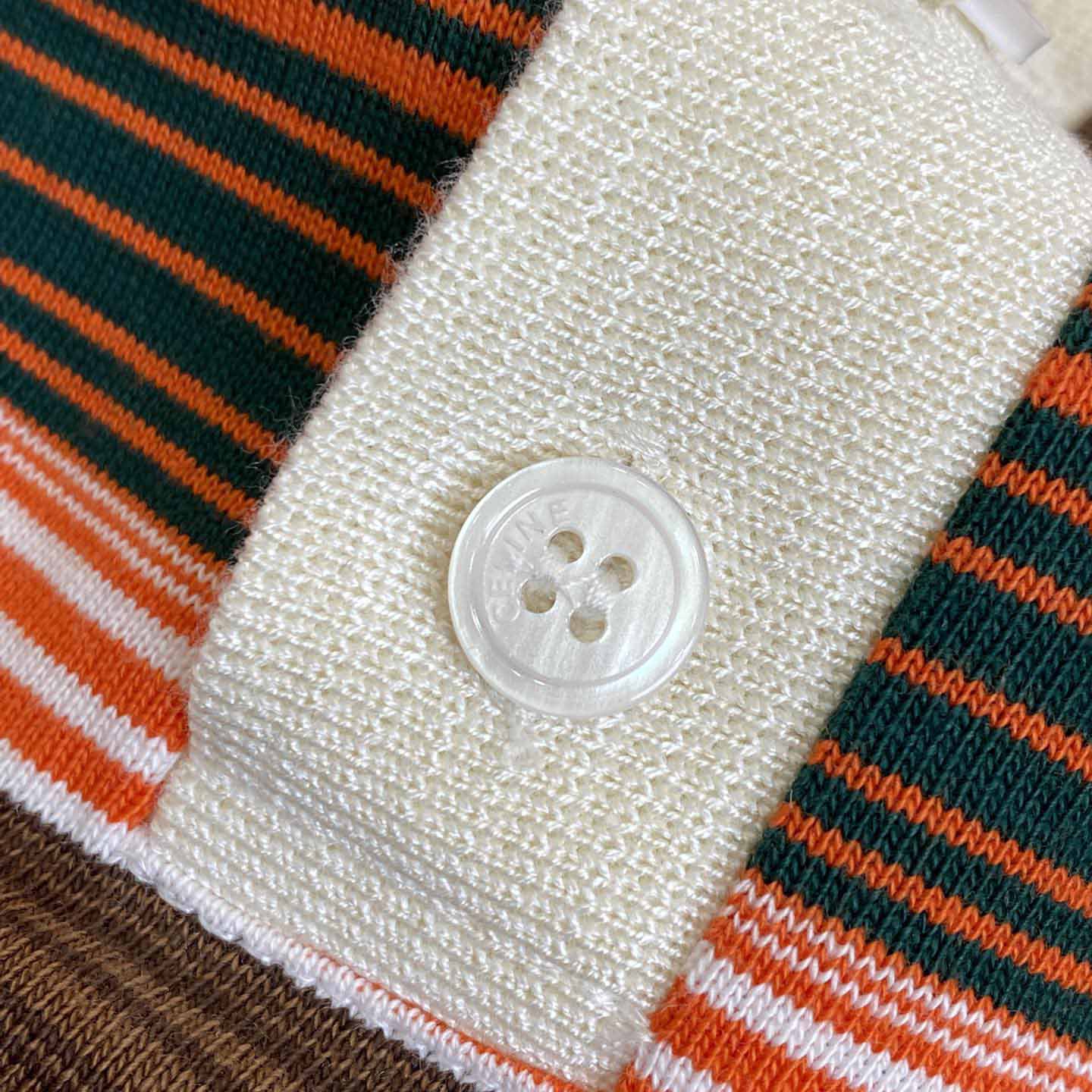 Celine Triomphe Cropped Polo Shirt In Striped Cotton - DopestKickz