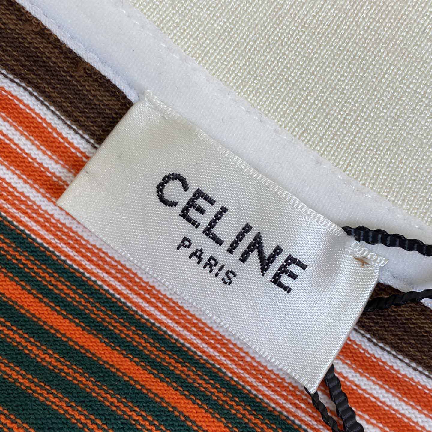 Celine Triomphe Cropped Polo Shirt In Striped Cotton - DopestKickz