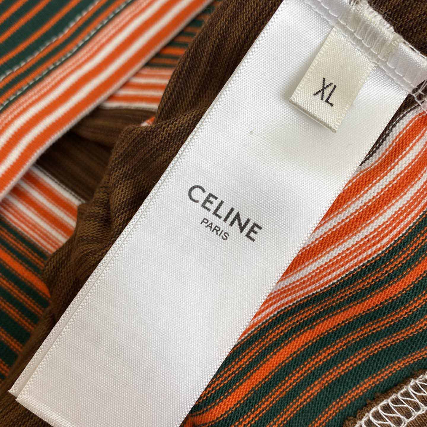 Celine Triomphe Cropped Polo Shirt In Striped Cotton - DopestKickz
