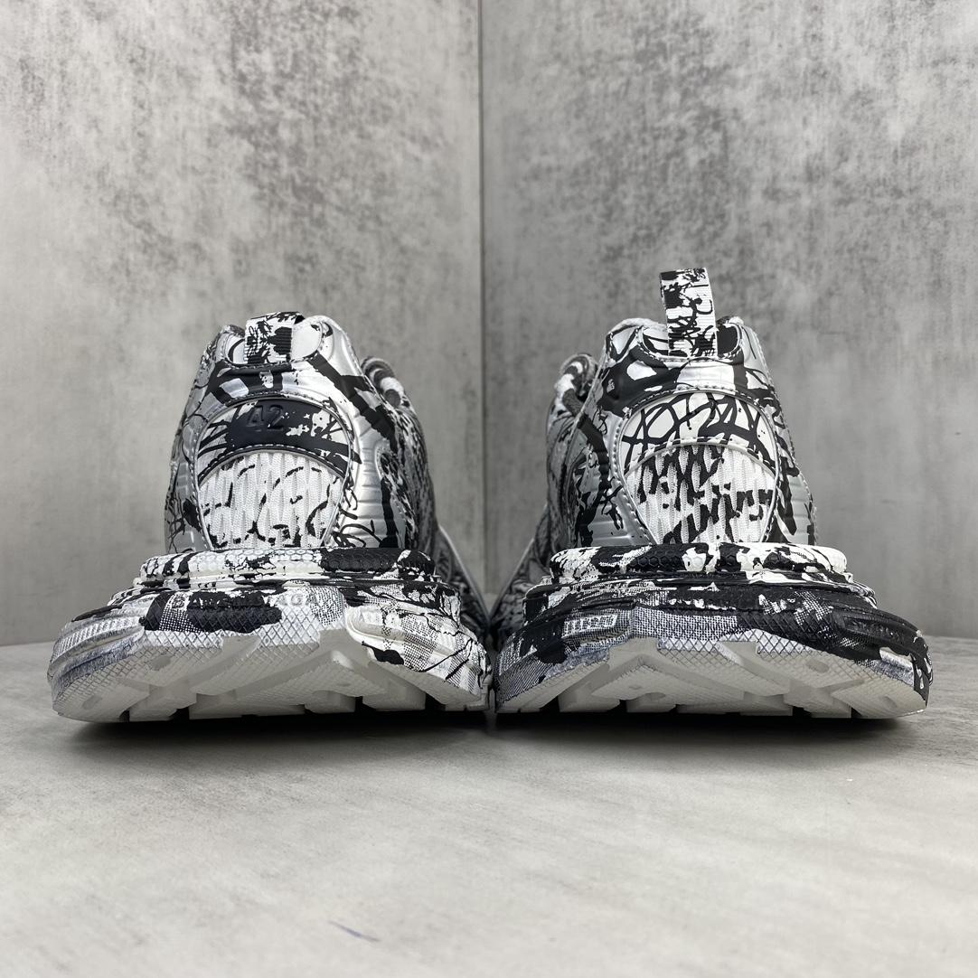 Balenciaga Track Graffiti Sneaker In White And Black Mesh And Nylon - DopestKickz