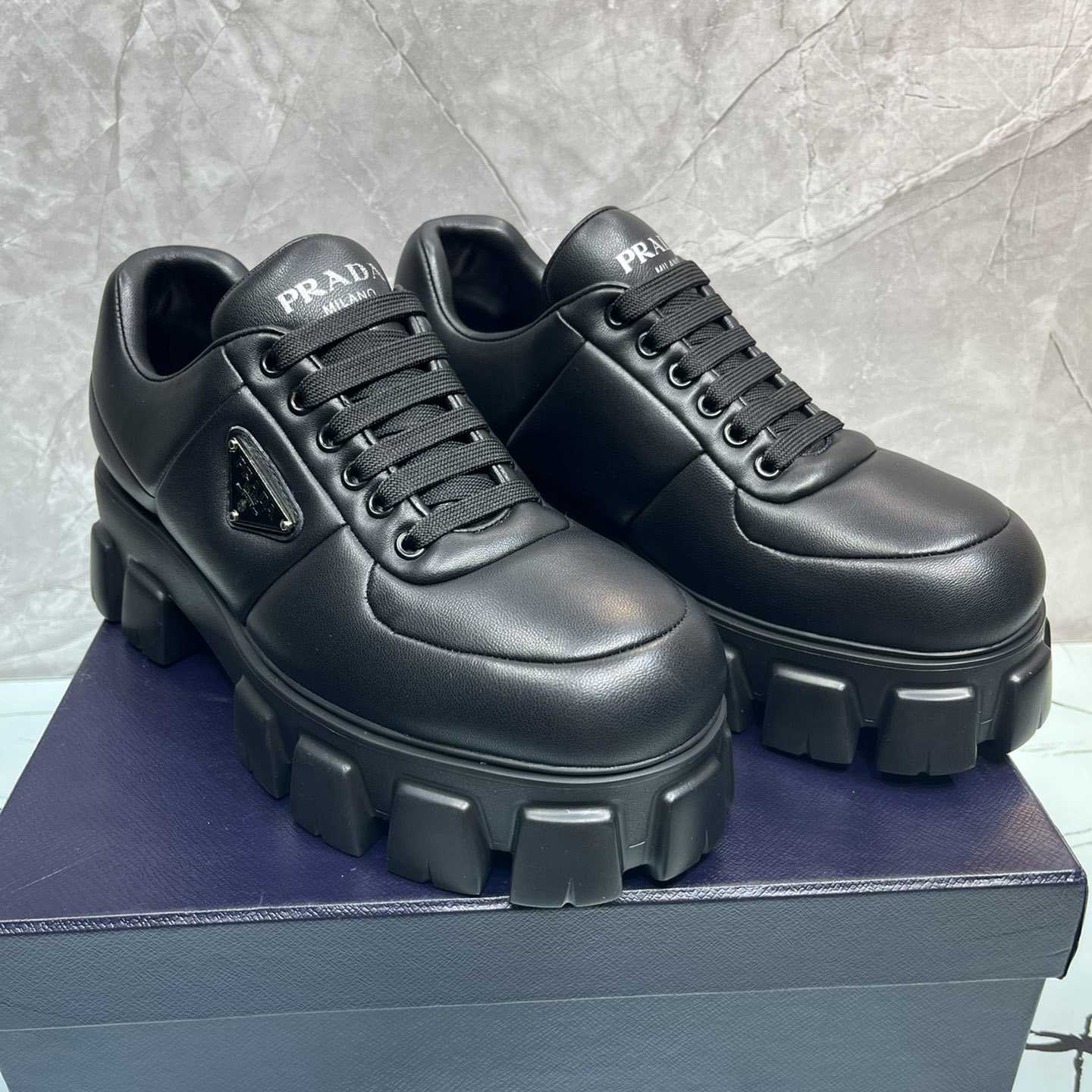 Prada Padded Nappa Leather Lace-up Shoes - DopestKickz