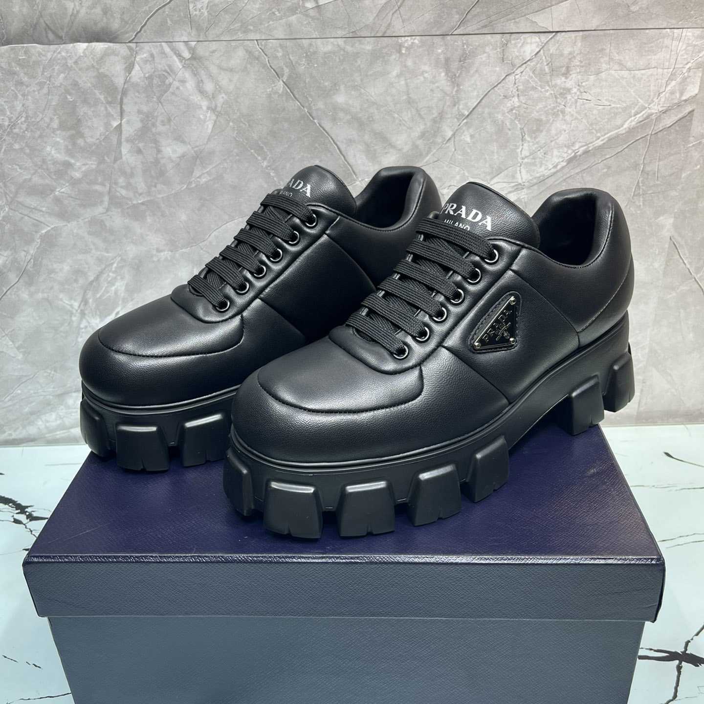 Prada Padded Nappa Leather Lace-up Shoes - DopestKickz