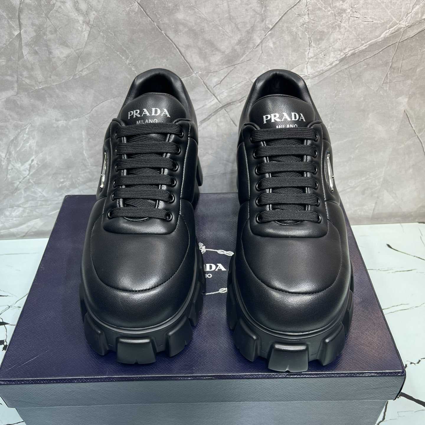 Prada Padded Nappa Leather Lace-up Shoes - DopestKickz