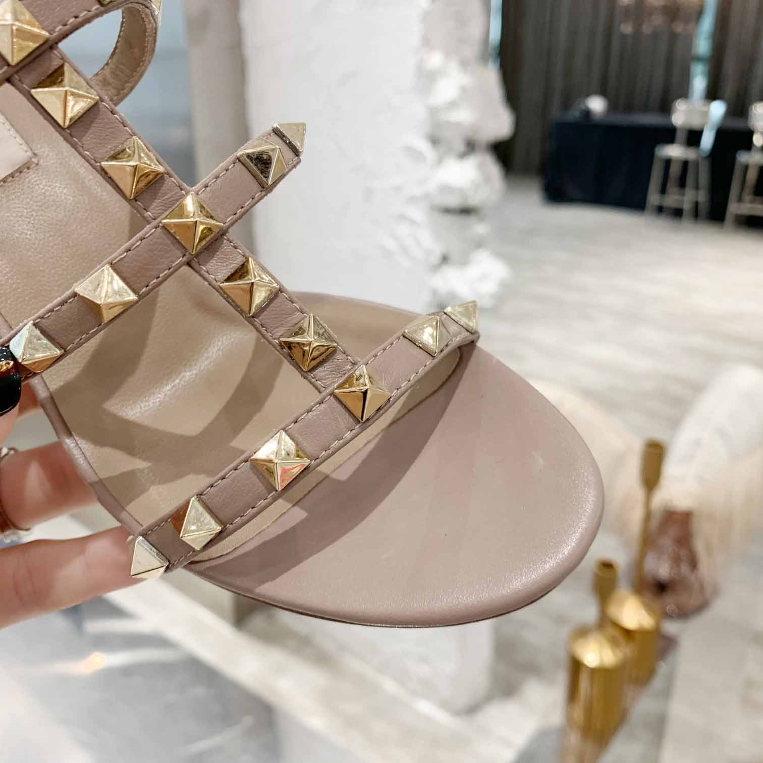 Valenti Rockstud Calfskin Leather Slide Sandal  - DopestKickz