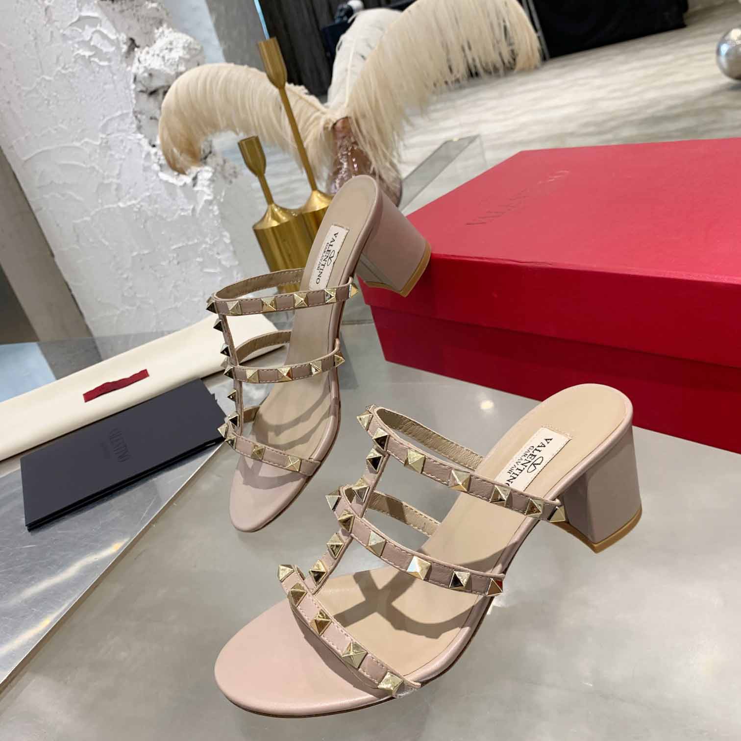 Valenti Rockstud Calfskin Leather Slide Sandal  - DopestKickz