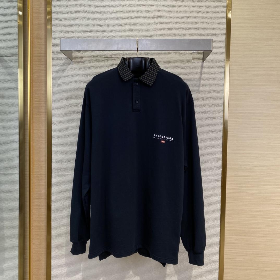 Balenciaga Unity Sport Long Sleeve Shirt Collar Polo In Faded Black - DopestKickz