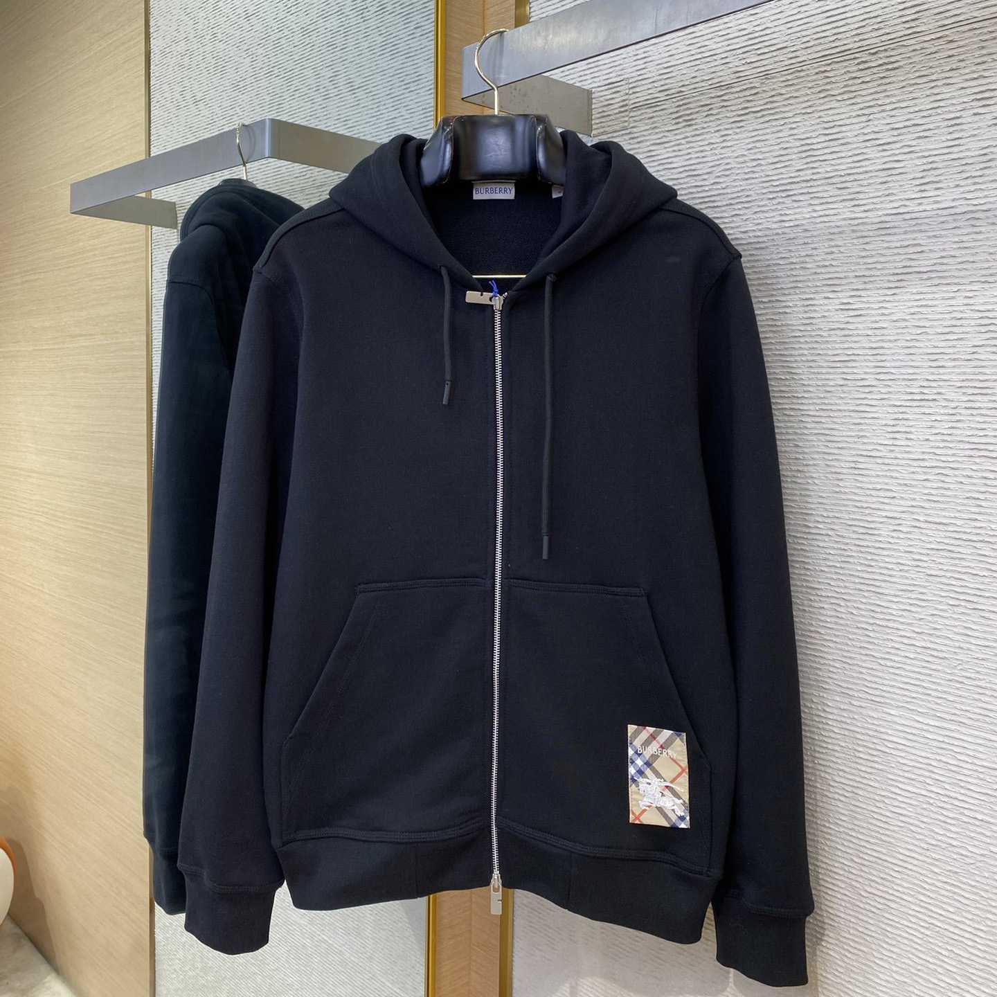Burberry Check Label Cotton Zip Hoodie - DopestKickz
