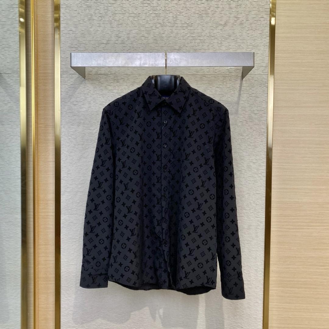 Louis Vuitton Flocked  Monogram Long-Sleeved Shirt - DopestKickz