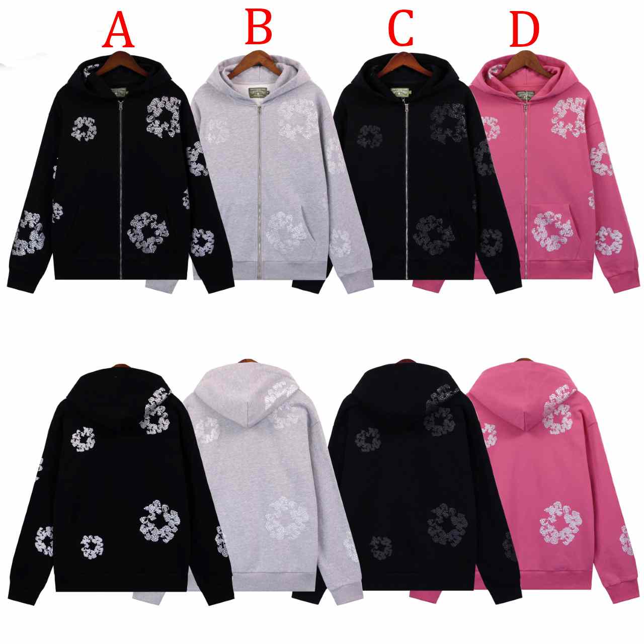 Denim Tears Cashmere Swarovski Cotton Wreath Zip Hoodie - DopestKickz